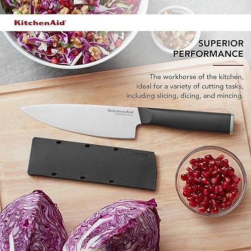 Miniatura 3 de KitchenAid Cuchillo de chef clásico con cubierta de hoja a medida, 6 pulgadas, cuchillo de cocina afilado, hoja de acero inoxidable japonés de alto