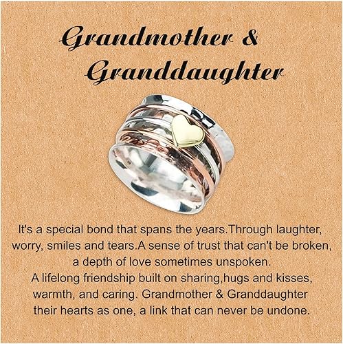 Miniatura 47 de Long tiantian Regalos para hija de parte de mamá, anillo ajustable abierto giratorio para ansiedad para mujeres, regalos para el día de la madre