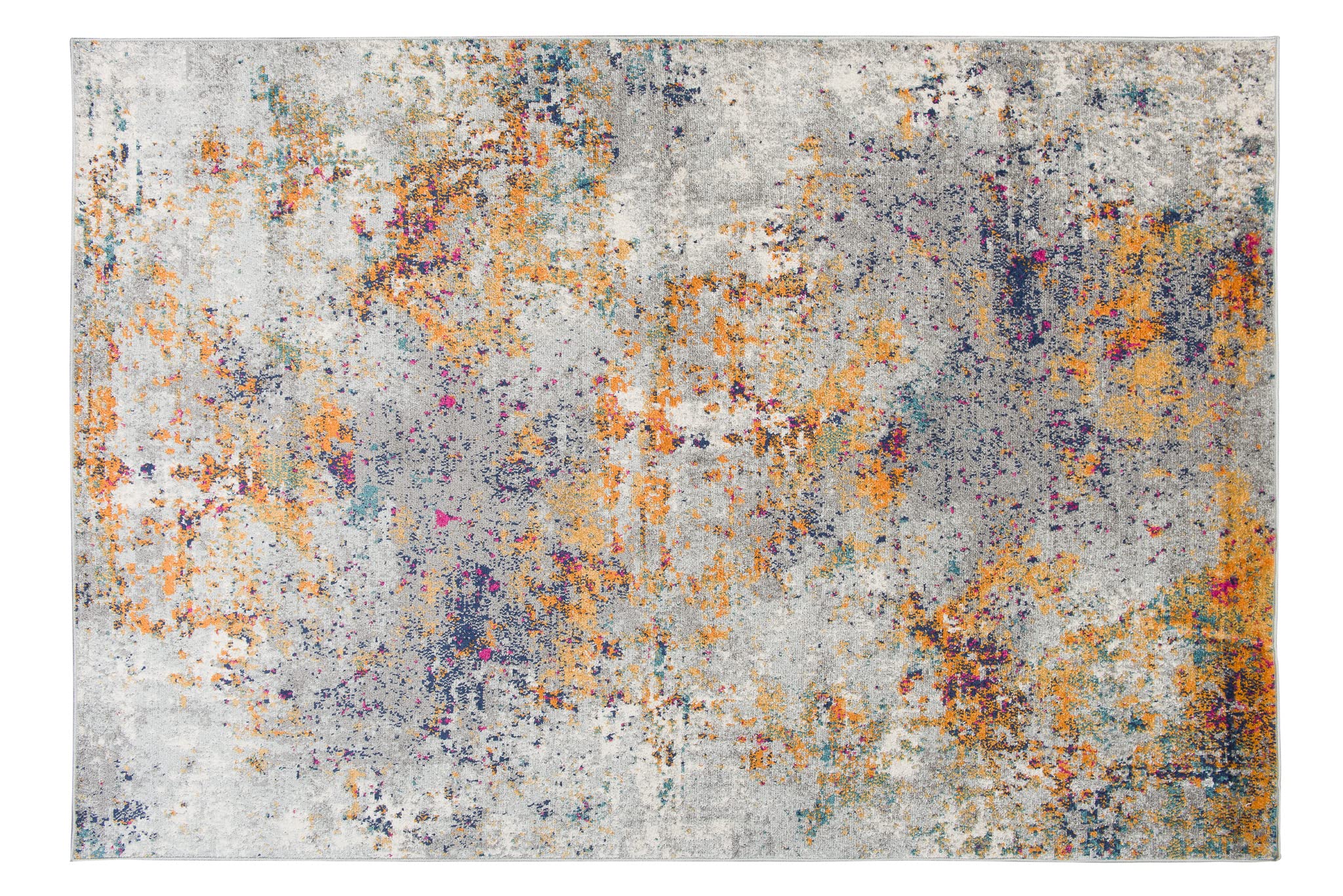TAPISO Denver Teppich Kurzflor Orange Grau Blau Abstrakt Meliert Verwischt Schlafzimmer Wohnzimmer Büro Modern Design ÖKOTEX 120 x 170 cm