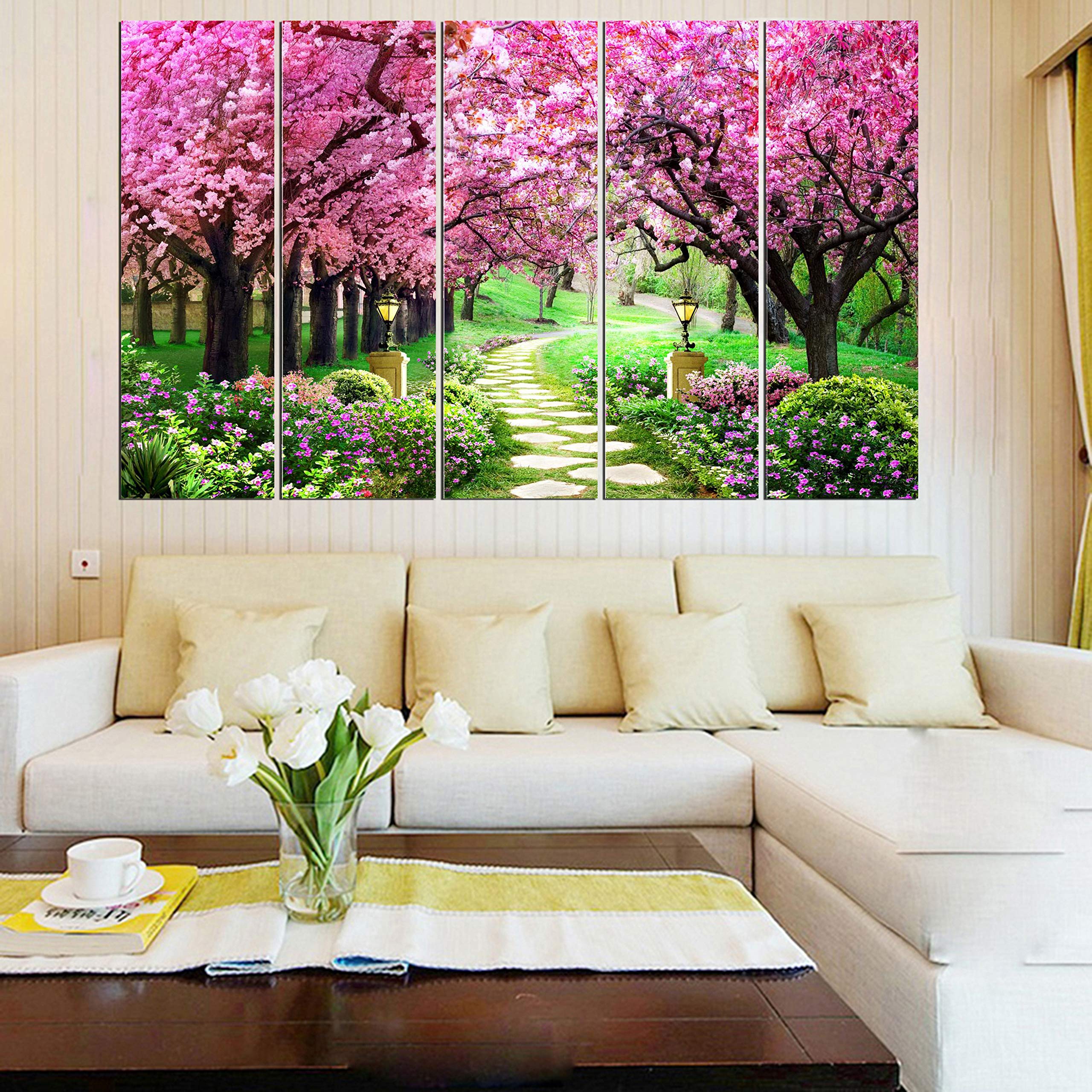 PARI ARTS Beautiful Unique Natural Pink Tree Face Modern Art Wall Painting (60inchx36inch) pdbig00100