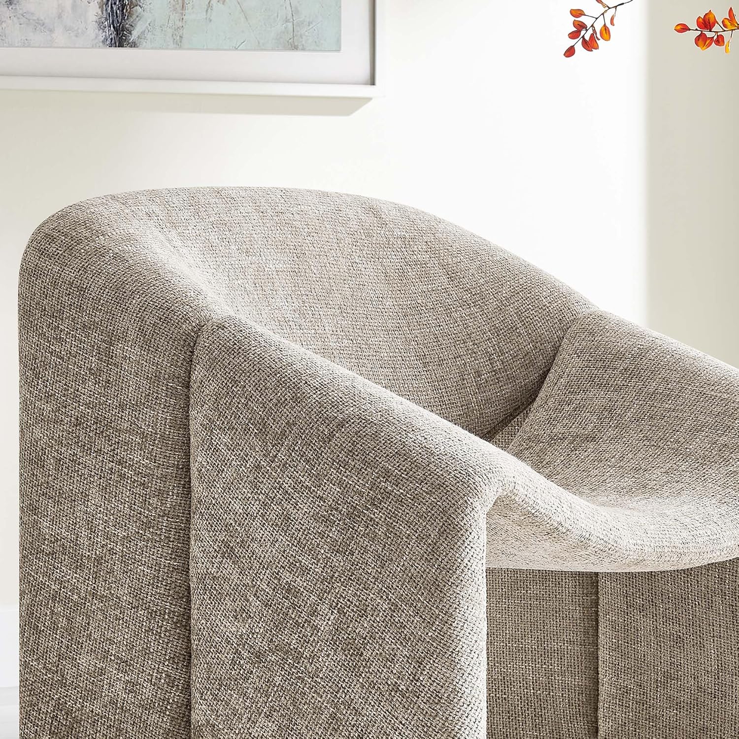 Modway Vivi Chenille Khaki Armchair - Comfy Modern Seating