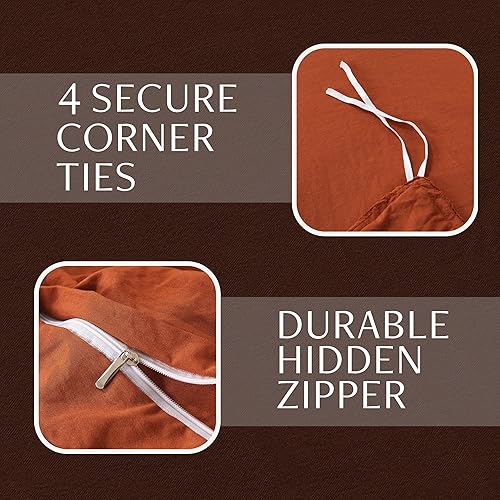 Miniatura 4 de Funda de edredón tamaño Queen  Juego de ropa de cama de 3 piezas (1 funda de edredón y 2 fundas de almohada), funda de edredón suave prelavada con