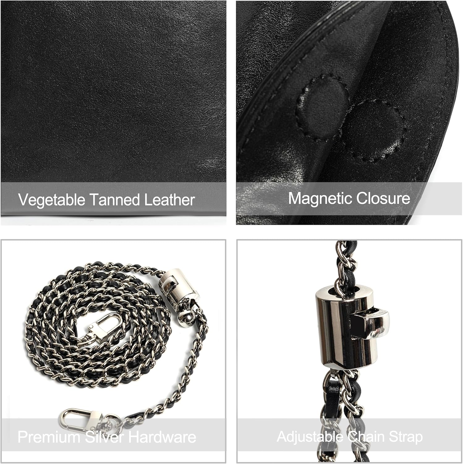 DORIS&JACKY Small Leather Crossbody Purse for Women Vintage Designer Cell Phone Shoulder Bag With Adjustable Chain Strap - Image 2