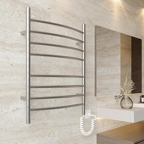 Miniatura 25 de HEATGENE Calentador de toallas de 8 bares, calentador de toallas de baño curvo, calentador de toallas para baño, estante de secado enchufable