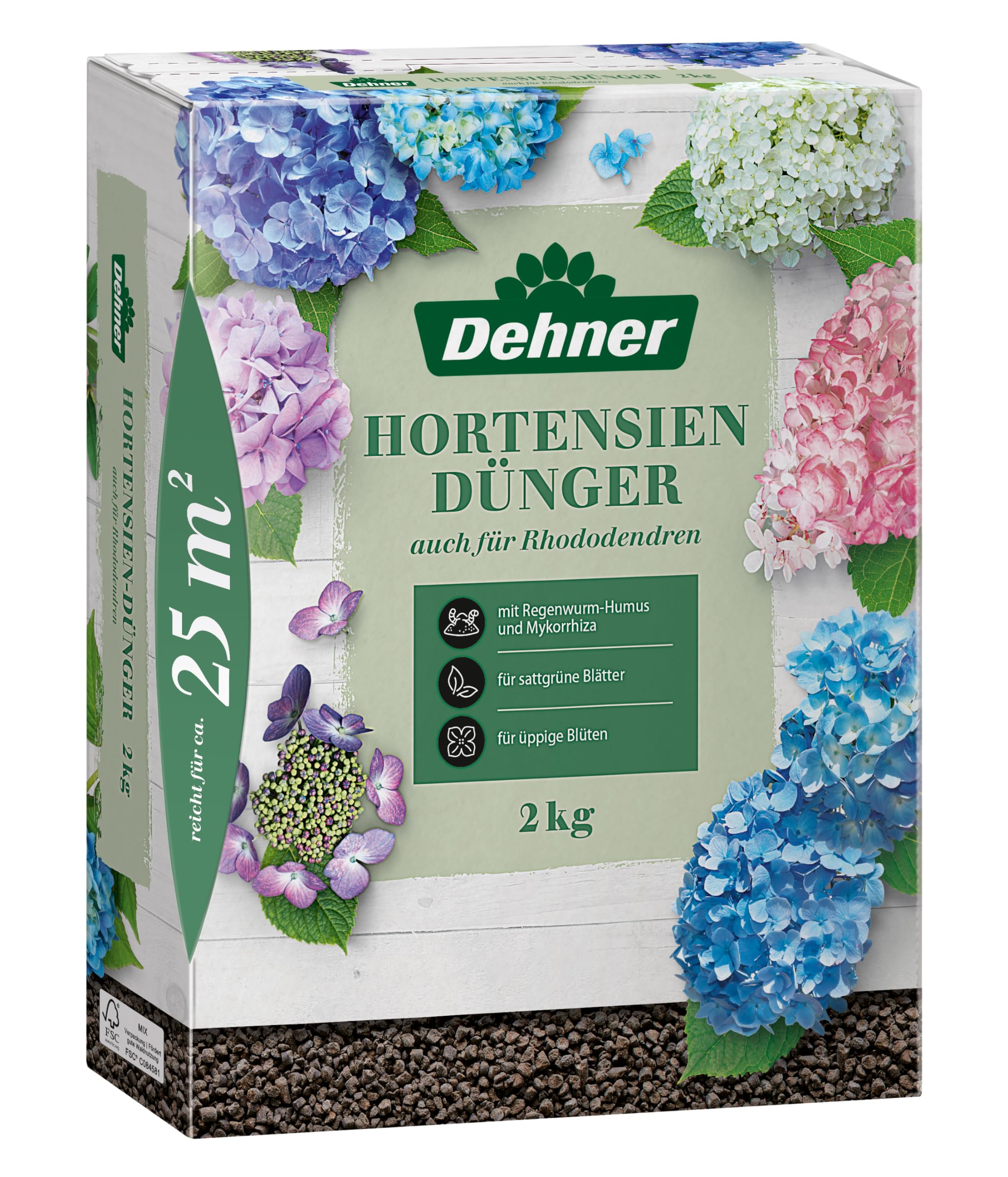 Dehner Hortensiednger, hochwertiger Dnger fr Laubgehlze,  organisch-mineralischer NPK-Dnger, mit Spurennhrstoffen, 2 kg, fr ca. 25  qm, bunt : Amazon.de: Garten