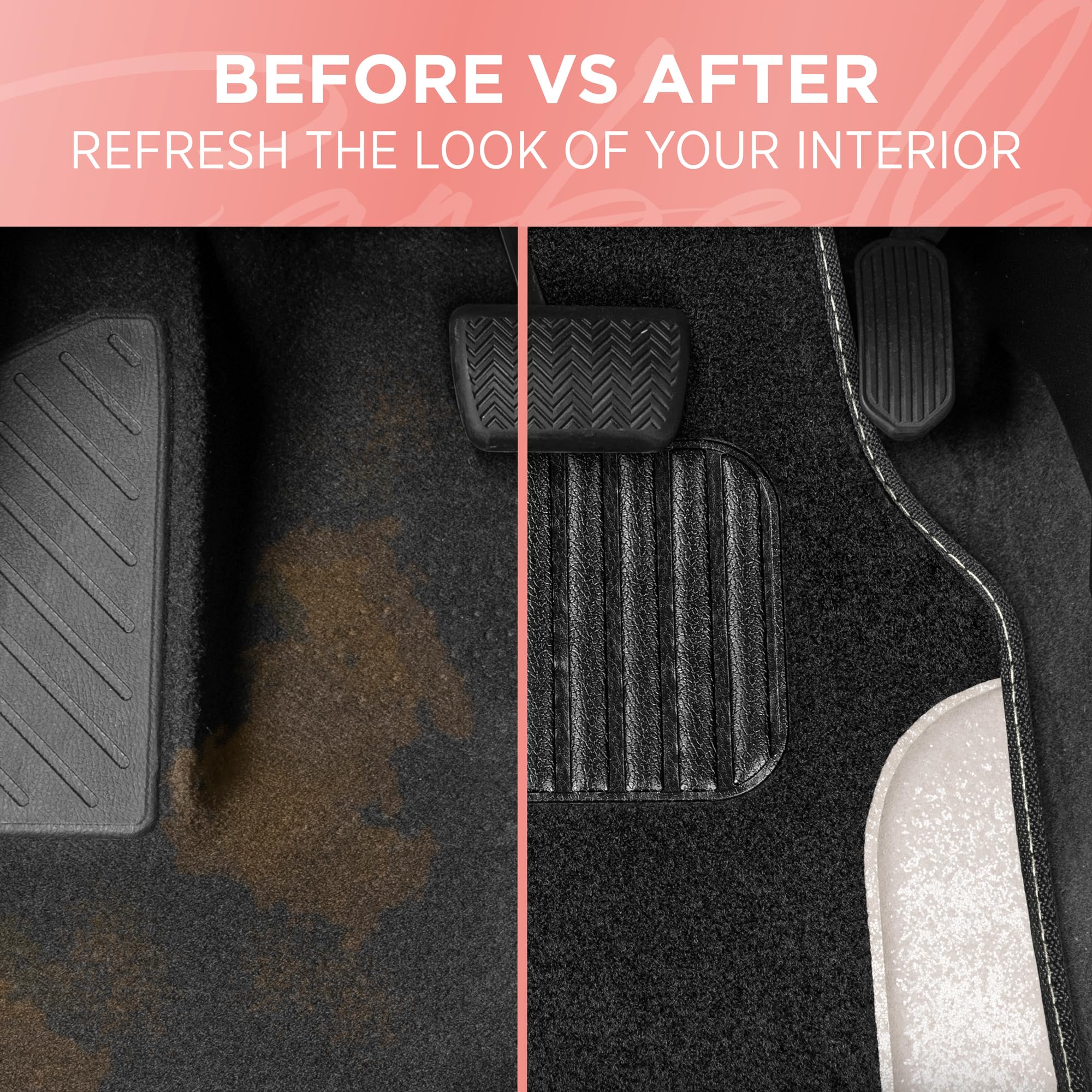 Carbella Glitter Bling Car Mats 4-Piece Set Two-Tone Shiny Carpet Car Floor Mats Stain-Resistant Floor Mats for Cars — view 4