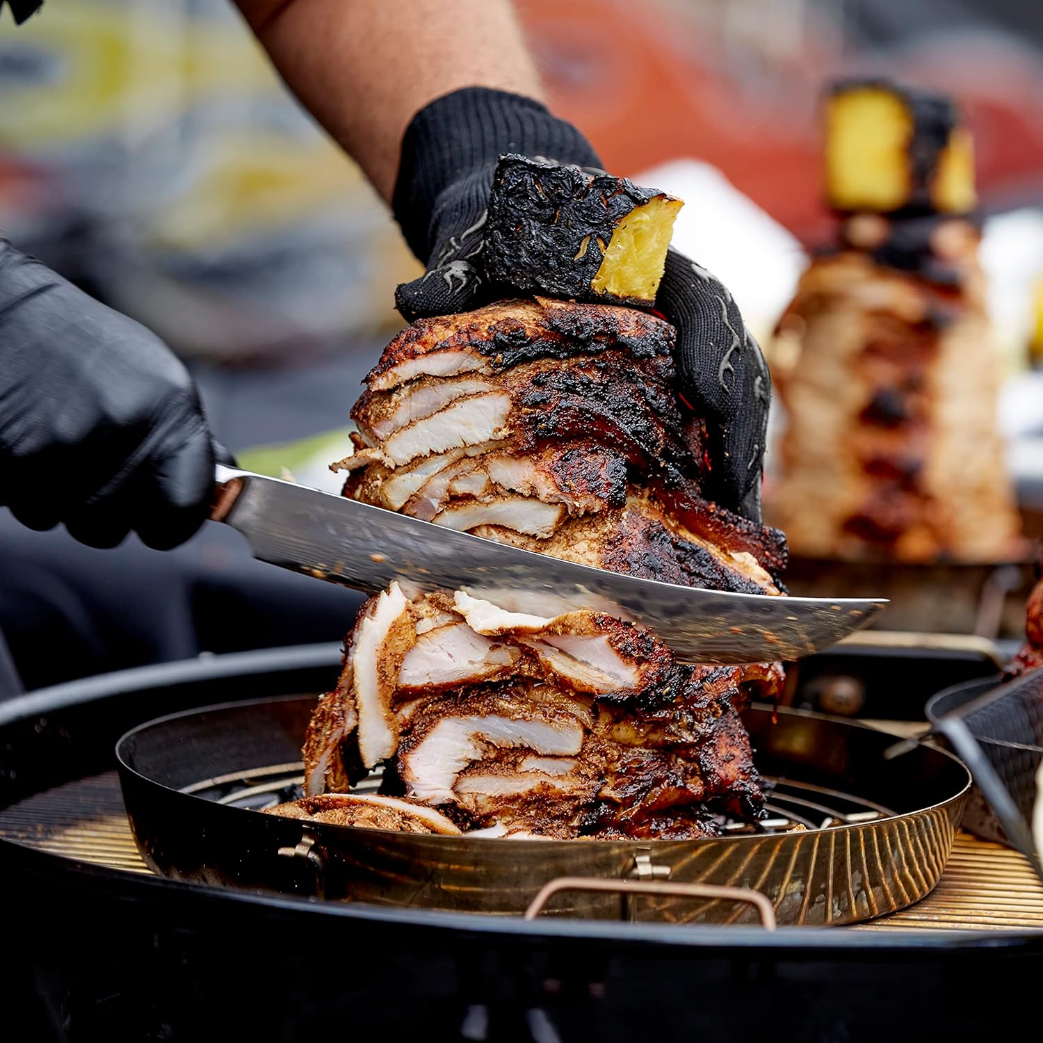 Mr. Bar-B-Q Extra Large Vertical Griller Powered by Trompo King for Tacos Al Pastor, Shawarma, Kebabs, Gyro, Vertical Stand with 3 Sized Spikes