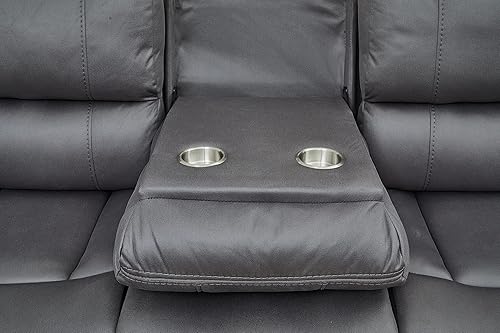 Miniatura 6 de Betsy Furniture Juego de sofá reclinable eléctrico de microfibra para sala de estar, 8007 (gris, sofá eléctrico+sofá biplaza+silla)