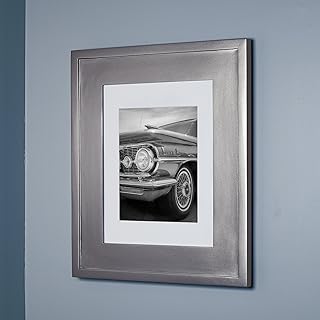 Fox Hollow Furnishings 14x18 Concealed Picture Frame Medicine Cabinet Without Mirror for Bathroom, Recessed in The Wall, Made in North America, Real Wood, NO MDF, Adjustable Shelves, Hidden, Silver