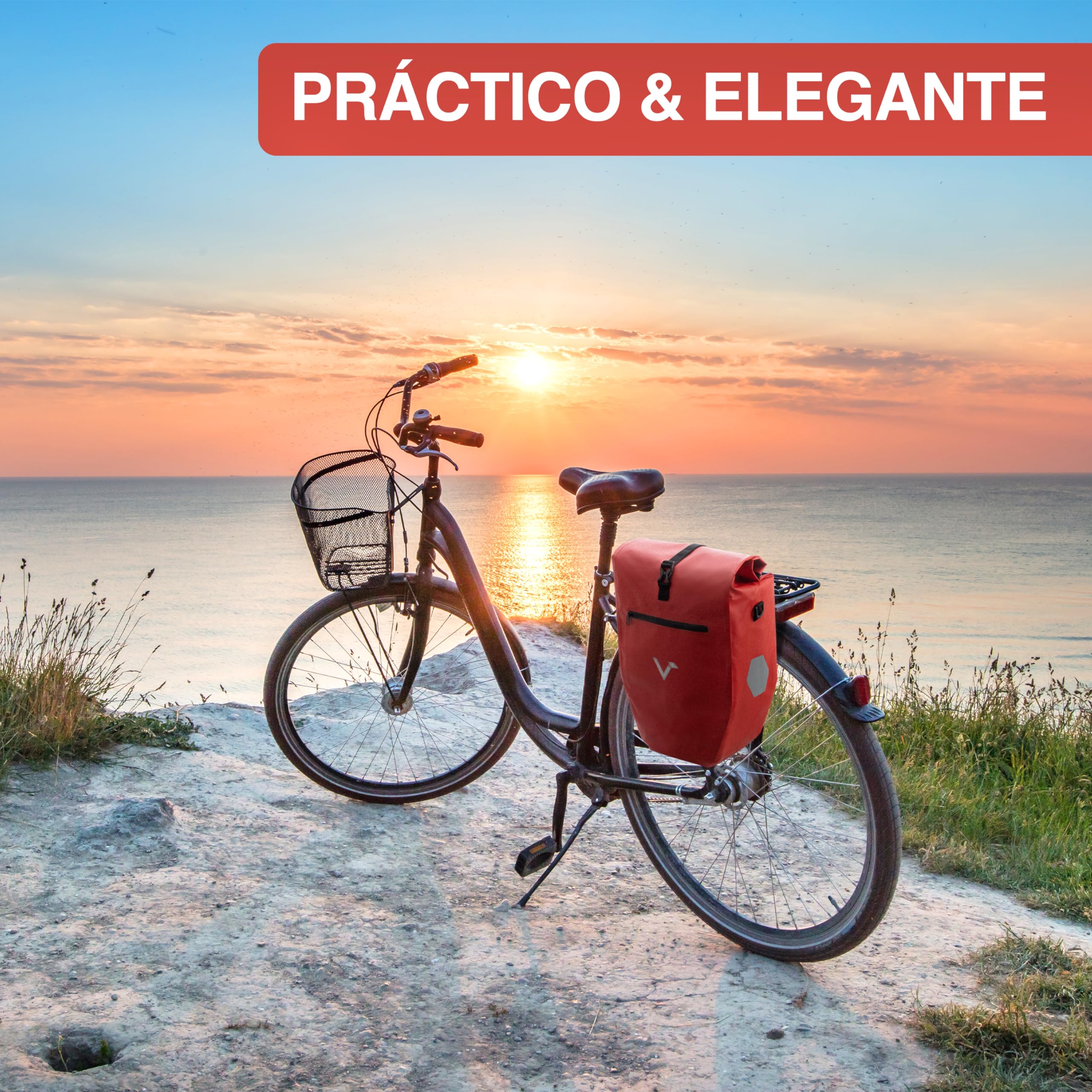 Valkental - Bolsa portaequipajes Grande e Impermeable - 28L de Capacidad - Bolsa para el portaequipajes con reflectores