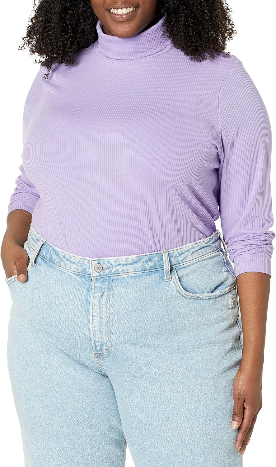 Amazon Essentials Women's Slim-Fit Layering Long Sleeve Knit Rib Turtleneck Top (Available in Plus Size), Pack of 2 - Image 6
