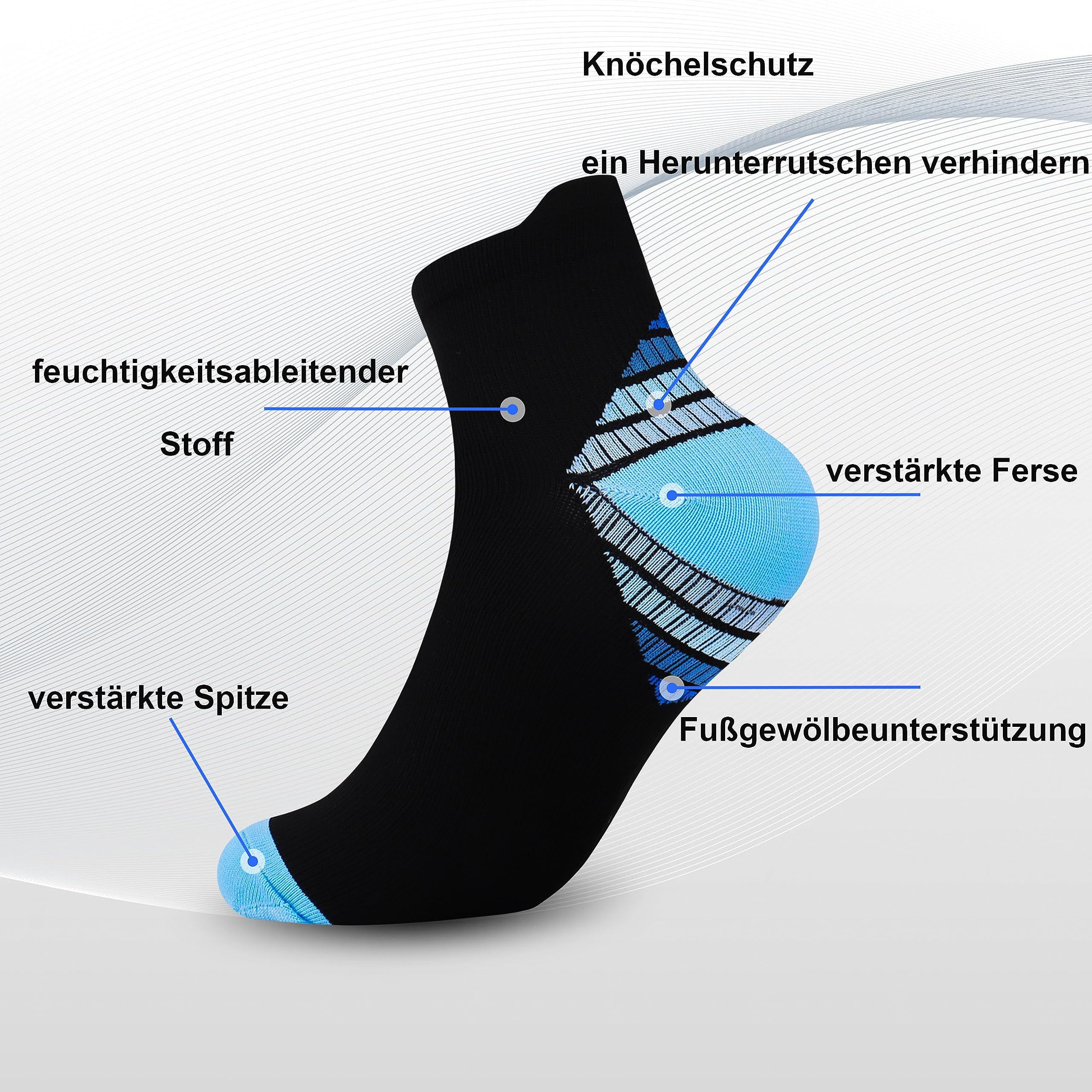 Jeasona 10 pares de calcetines de compresión para mujeres/hombres cortos de verano deportes senderismo jogging correr compresión calcetines