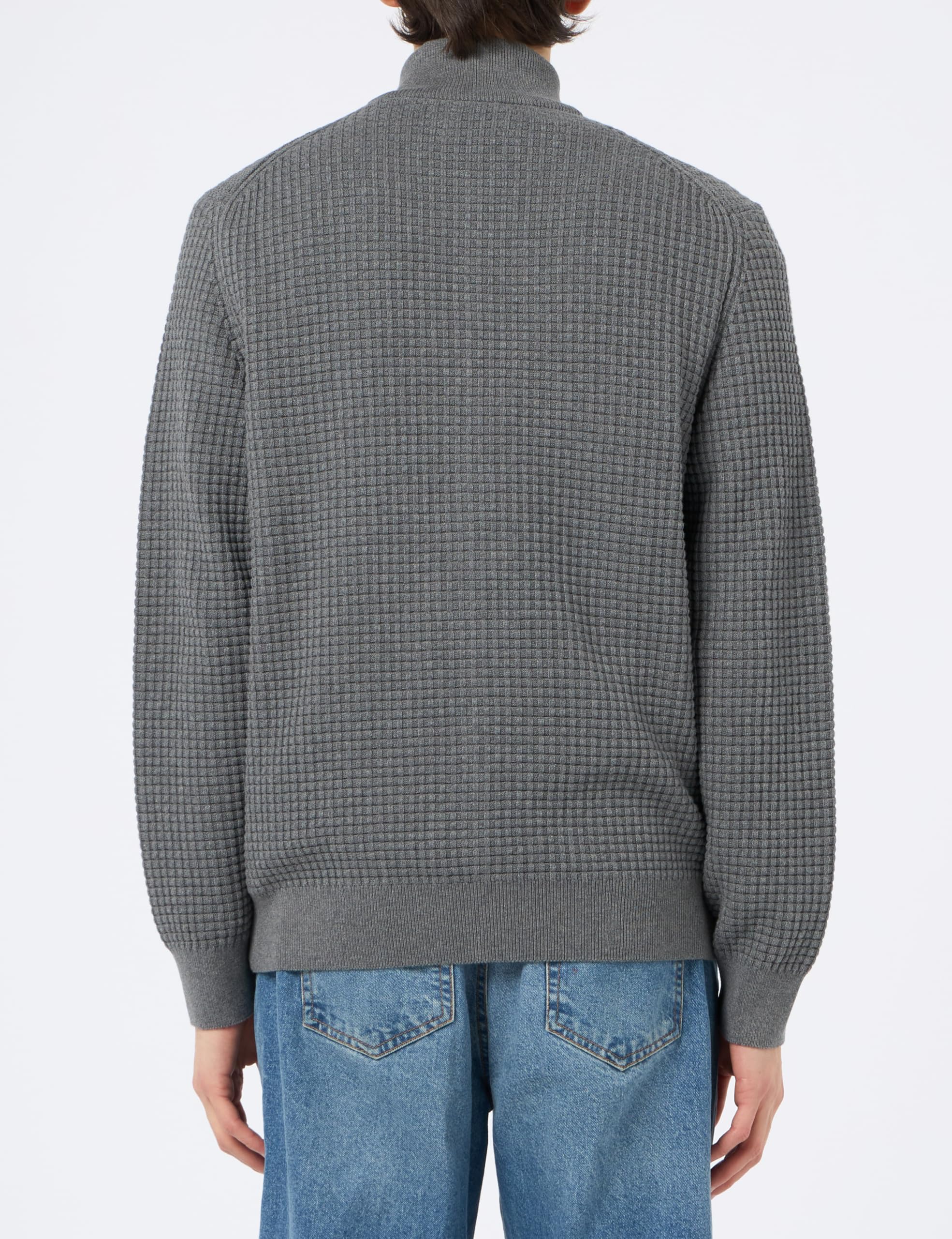 GANT Zipped Textured Cotton Cardigan Maglione Uomo