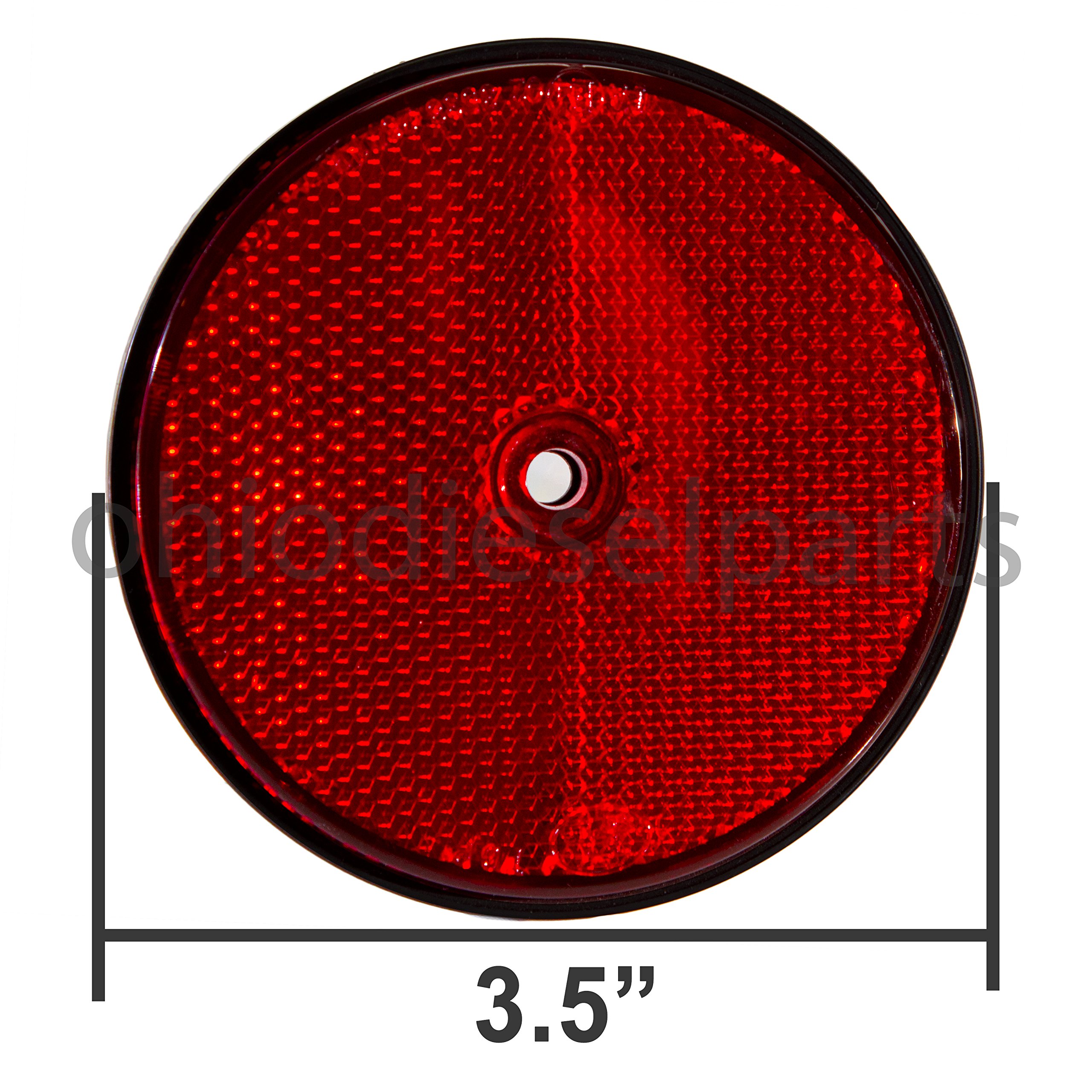 Ohio Diesel Parts 3-1/2 Inch Truck Tractor Trailer Round Red Reflector Stud-Mounted 3.5