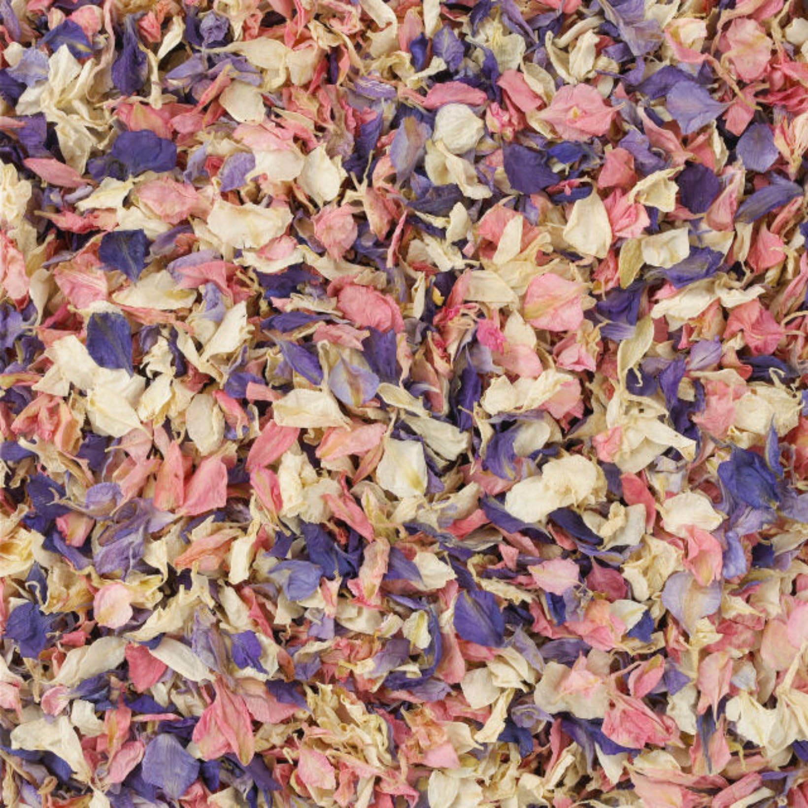 1 Litre Naturally Dried Mixed Delphinium Petal Wedding Confetti by Kellys Weddding World