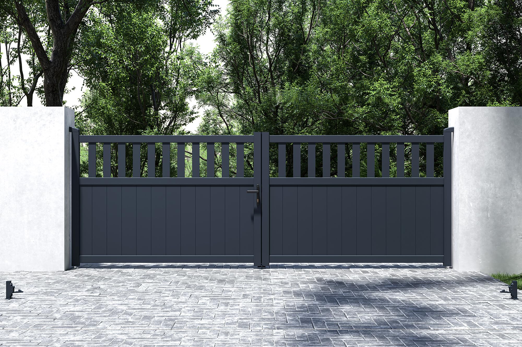 Casanoov Portail battant 4m SANTIS H.140cm aluminium gris