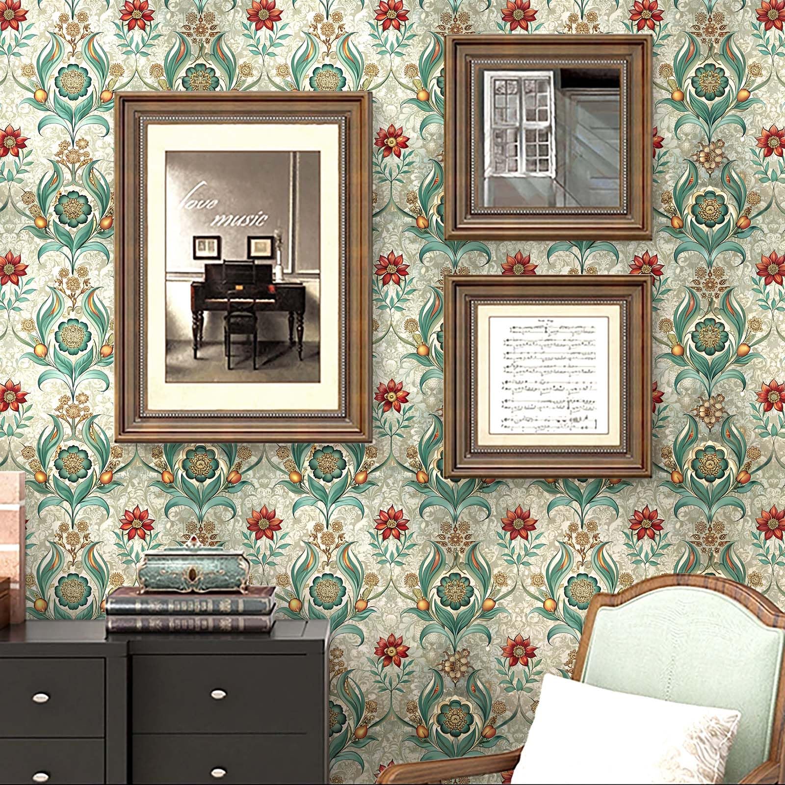 Simon&Siff Vintage Floral Peel And Stick Wallpaper - Removable Yellow/Green Wall Mural For Bedroom, Bathroom, Home, Kitchen Decor By William Morris - View #13