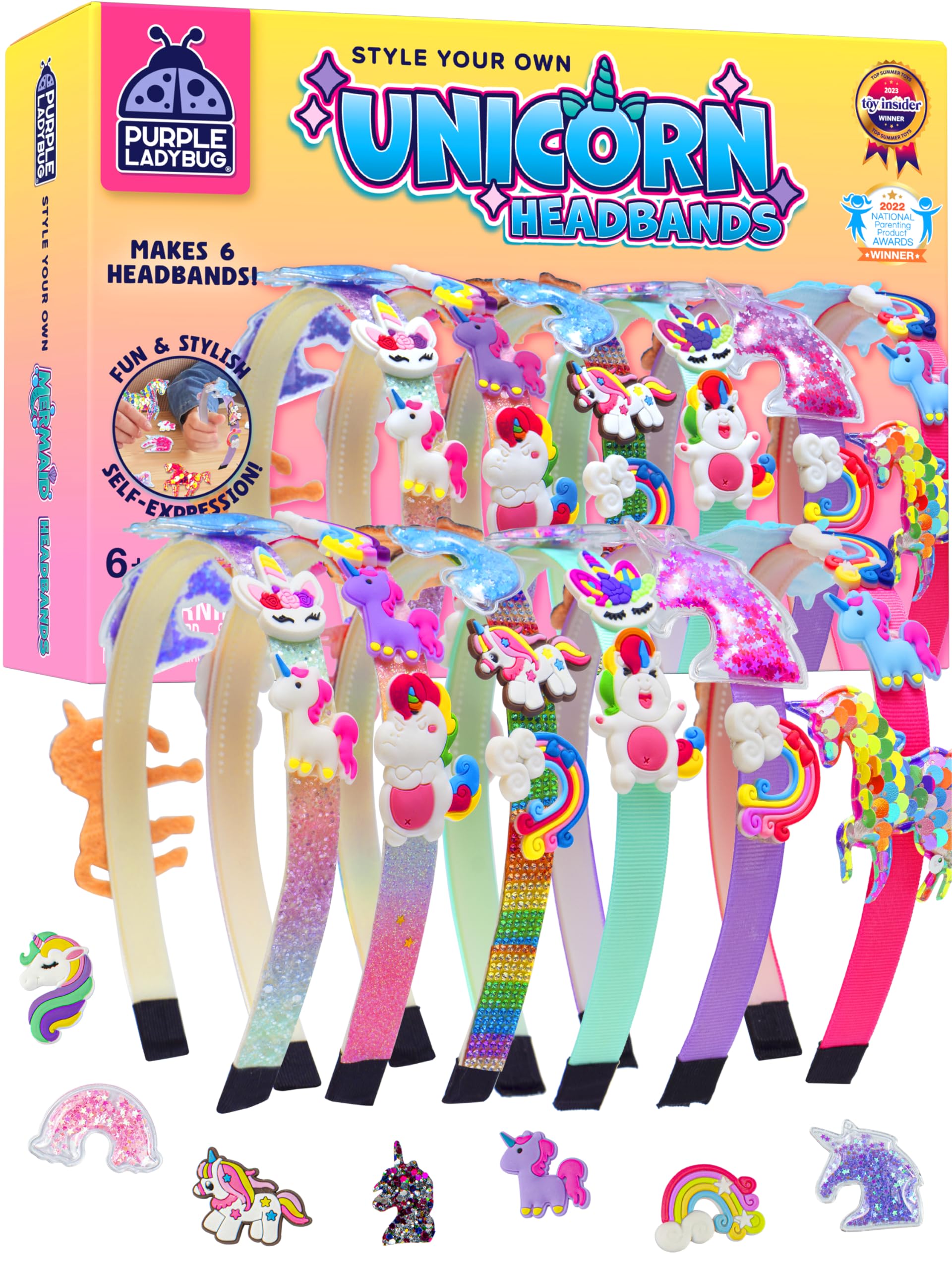 PURPLE LADYBUG Unicorn Headband Making Kit - Unicorn Crafts for Girls Ages 4-9, Birthday Gifts, DIY Hair Accessories Set, Great Summer Activity for Girls