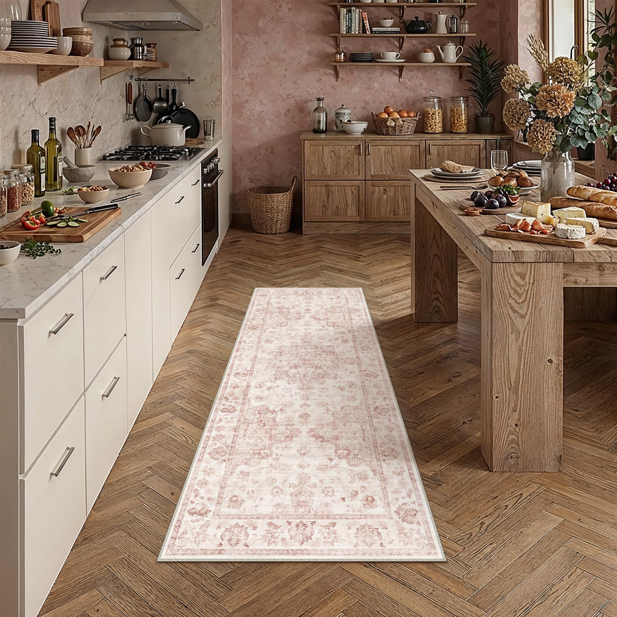 2x5 Pink Neutral Runner Rug