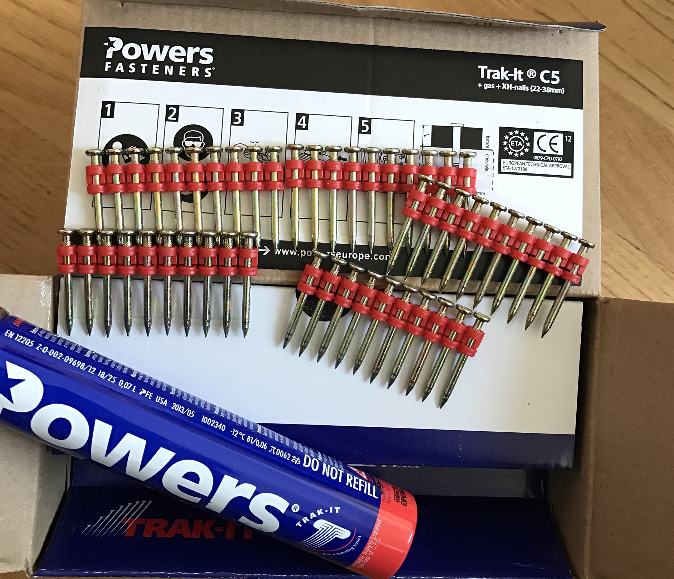 Powers, chiodi C5-38MM- XH, per chiodatrice a gas, Würth DIGA CS-2, DeWalt, Powers C5, maxGS73, con Powers Gas