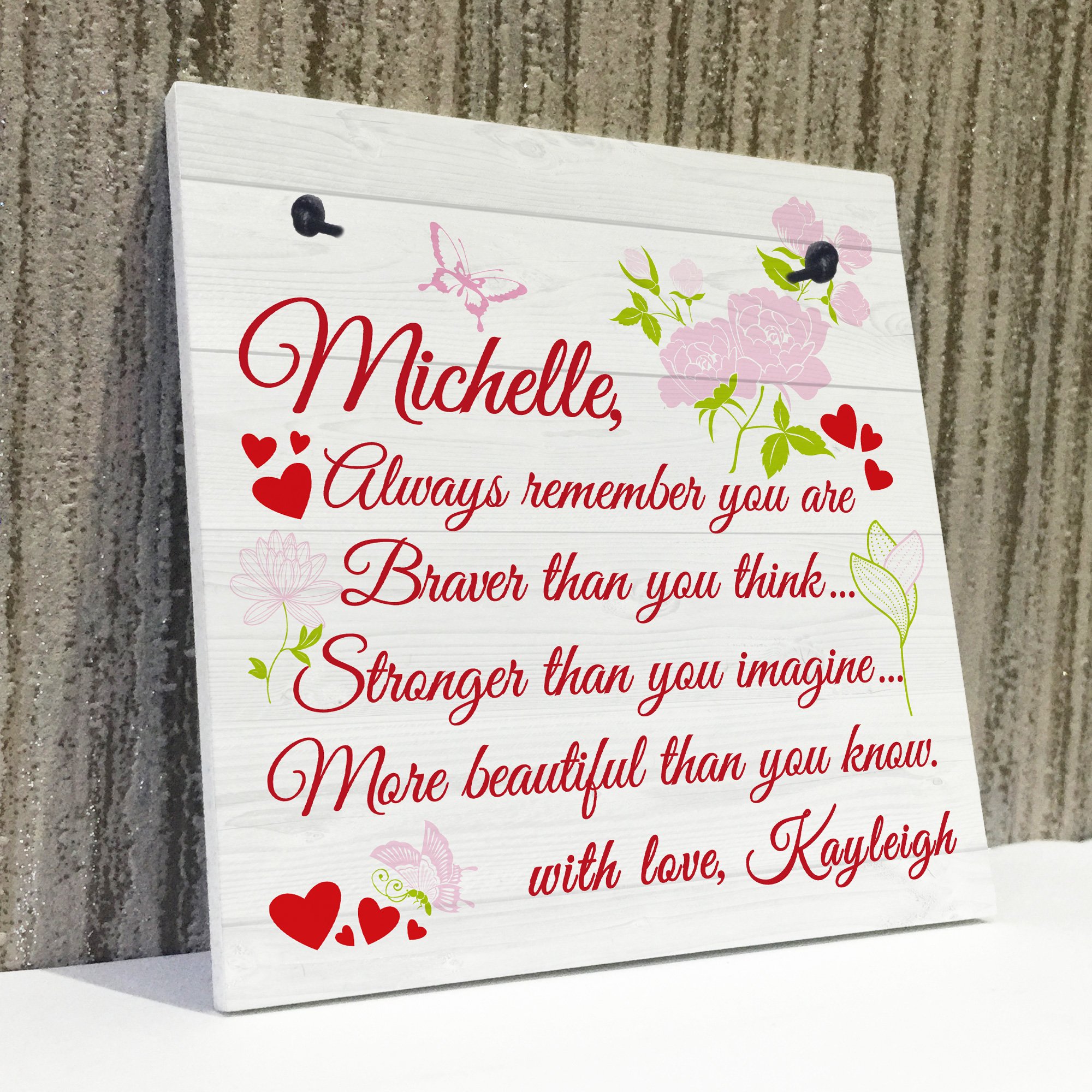 Red Ocean Braver Stronger Beautiful Smarter Best Friends Gift Hanging Heart Plaque Friendship Family Sign