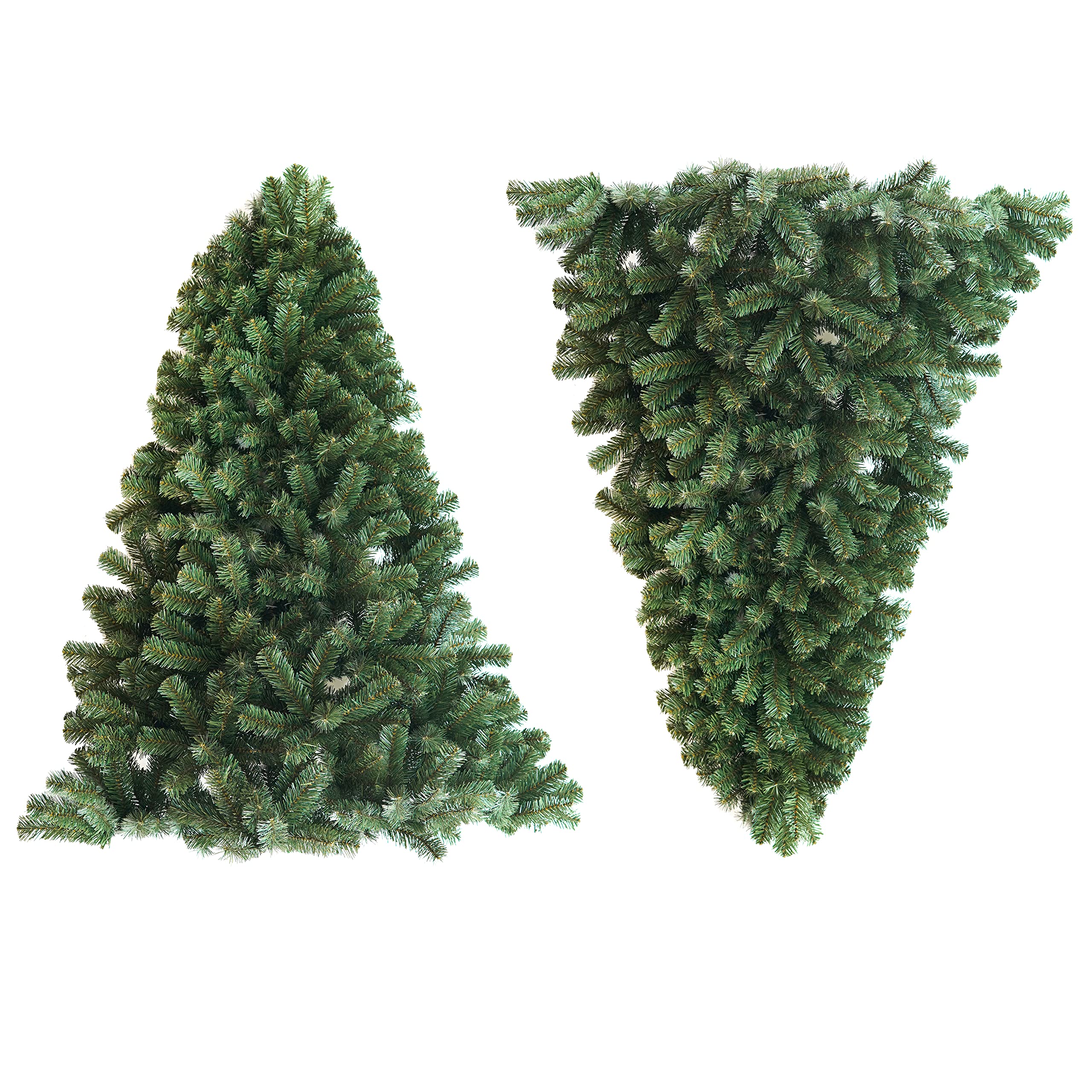 GIOVE Albero di Natale a Parete Sottosopra H 135 cm in PVC da Appendere Apertura ad Ombrello 2 Parti + Gancio