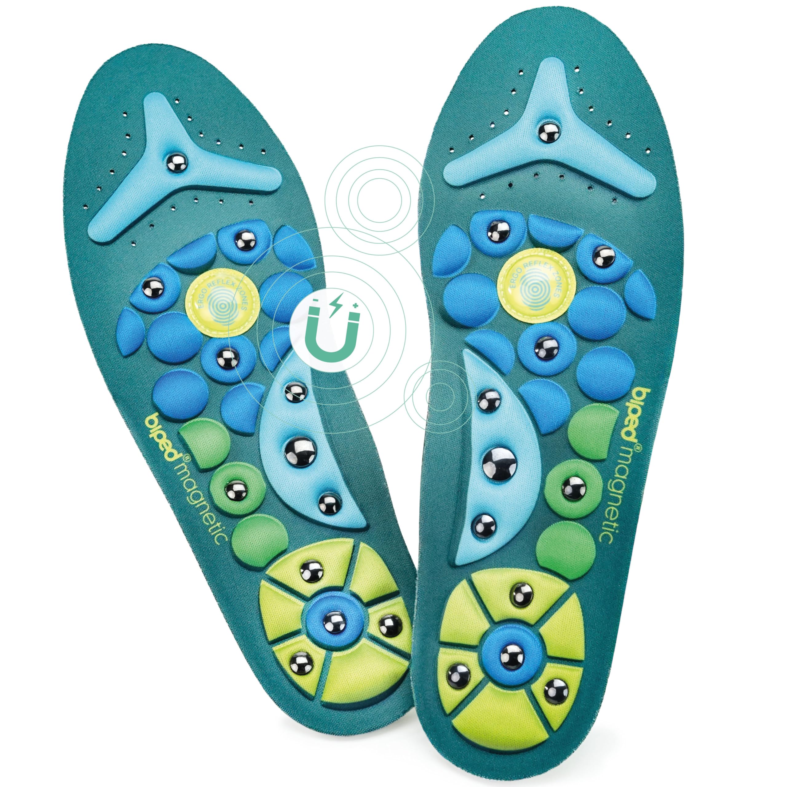 biped Original Magnetic Akupressur Einlegesohlen Herren & Damen – Fußgewölbestütze für Arbeitsschuhe und Freizeitschuhe - Auch bei Plantarfasziitis, Plattfuß und zur Fußmassage z2930(M = 40-43) - 2