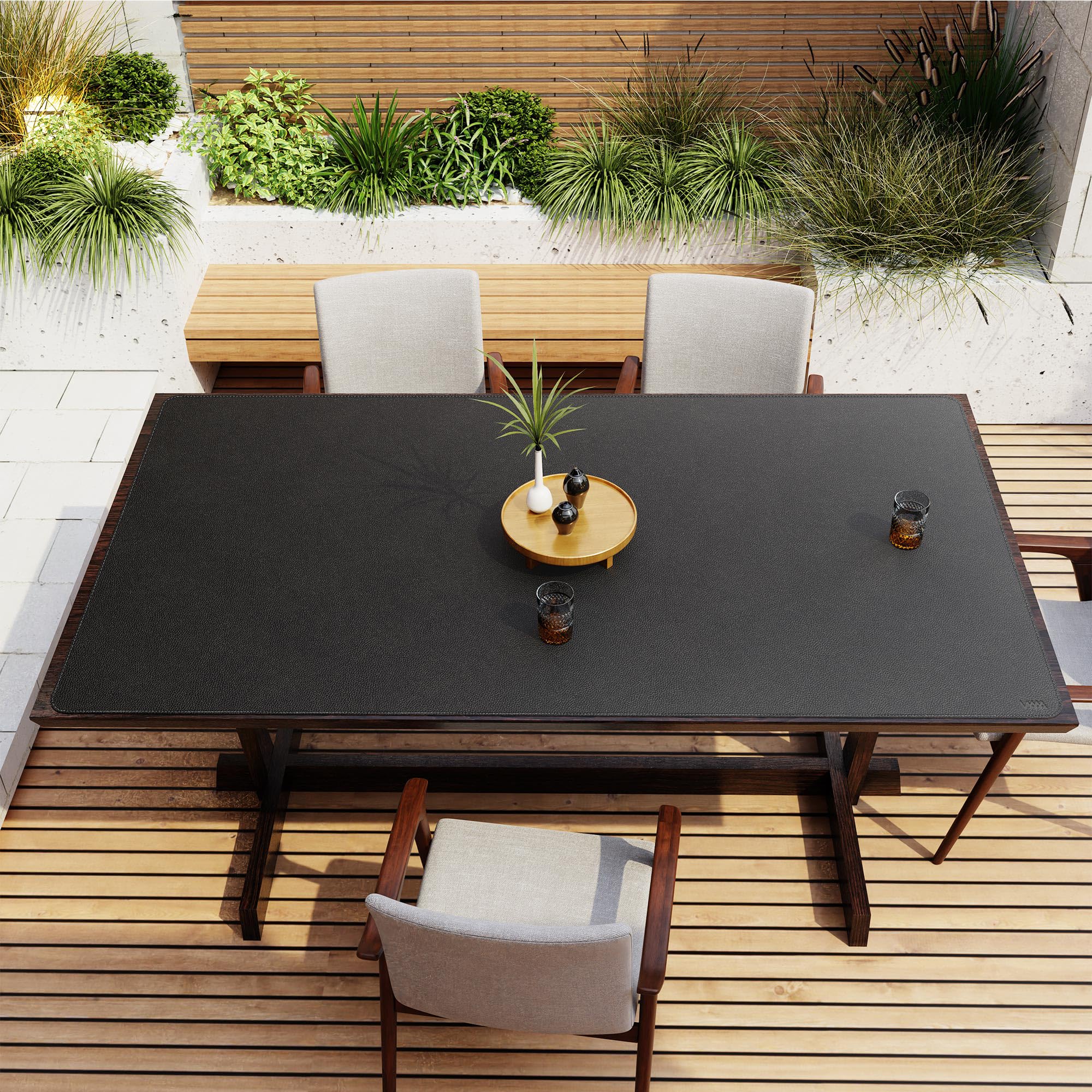Vyaaa Alfombrilla de escritorio grande de cuero PU de 70.8"x39.3" (Negro) - Alfombrilla de ratón extendida XXL, Protector de escritorio de oficina, Alfombrilla de escritorio antideslizante para