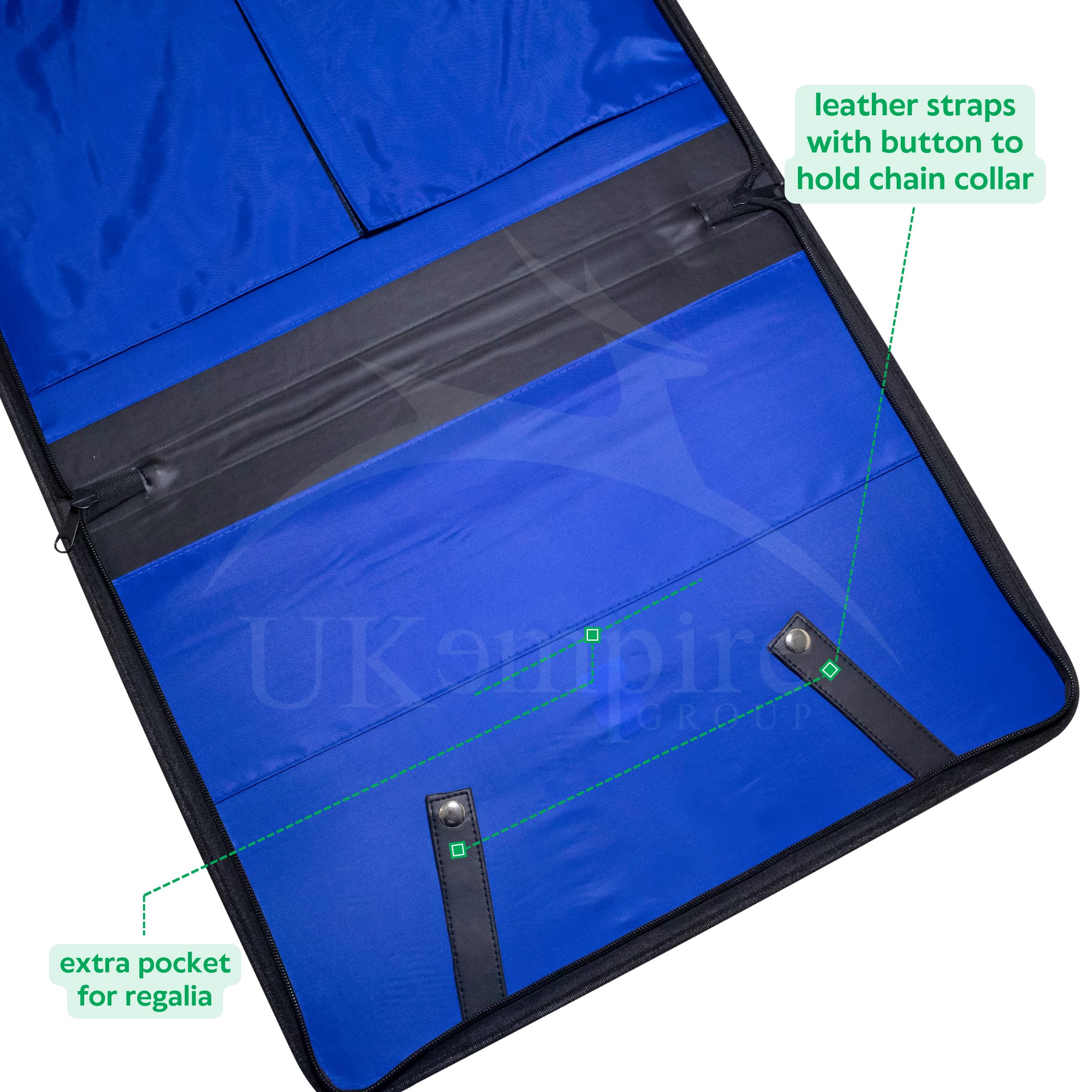 Delantal masónico y funda de piel con cuello de cadena (bordado) MM, tamaño provincial - Bolsas de transporte masonistas