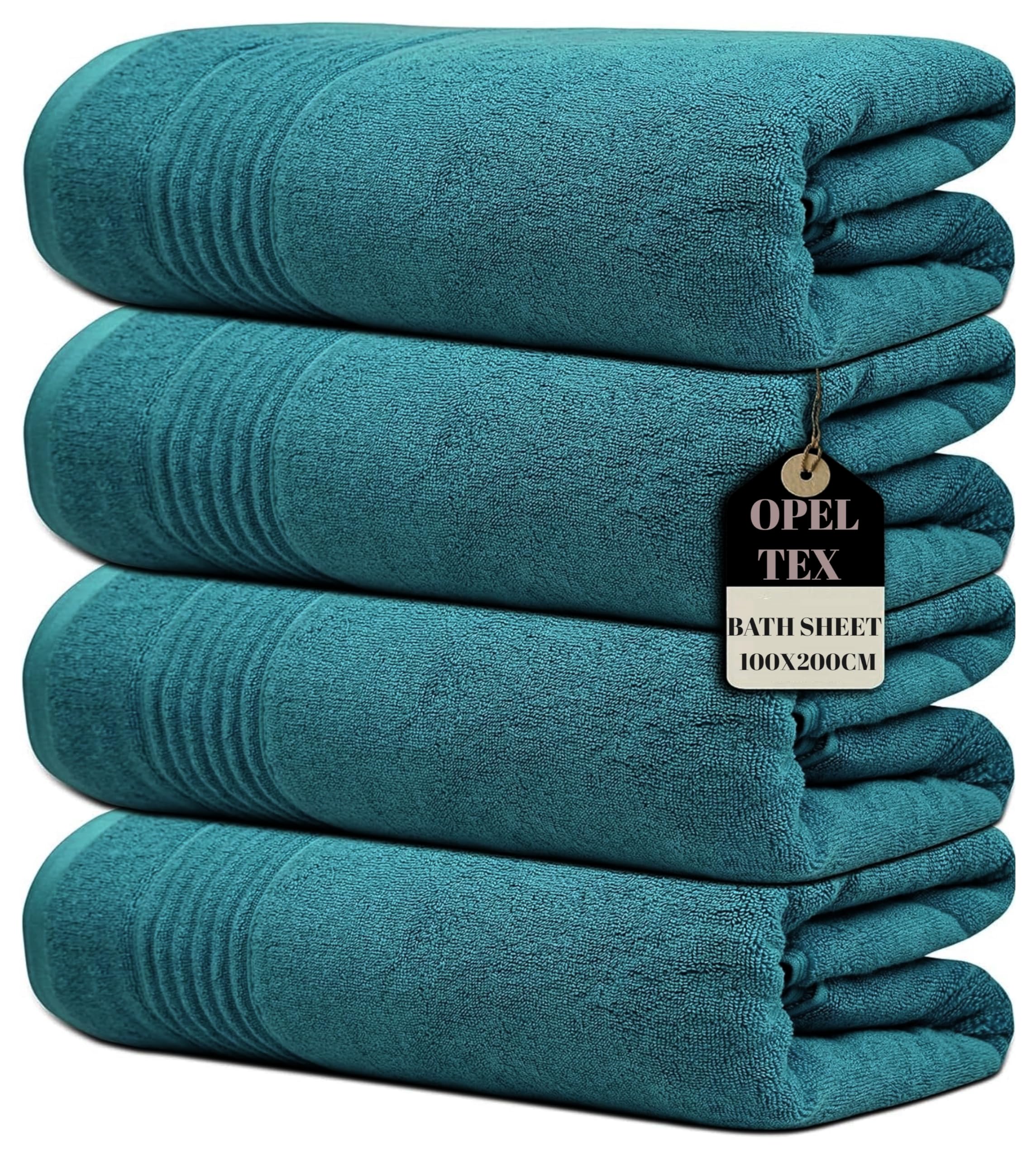 Opel tex Pack of 1, 2, 3, and 4 Large Super Jumbo Bath Sheets 100 x 200 cm 100% Egyptian Cotton Big Bath Sheet Towels Body Wrapped XL Bathroom Towels (4, Blue Lagoon)