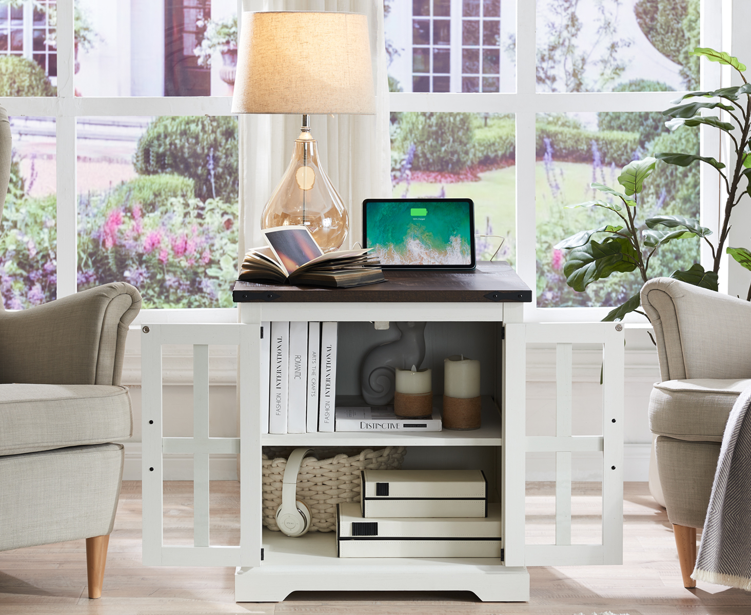 Amazon.com: Barnyatoh Farmhouse End Table with Charging Station,24