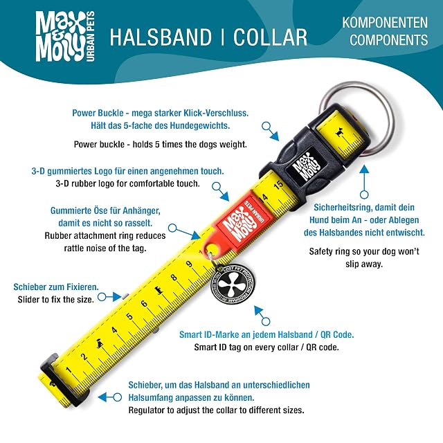 Foto 2 de 5 de Max & Molly Urban Pets Smart ID - Collar de Perro de Neopreno Suave, Impermeable, Lavable a máquina, Hebilla…