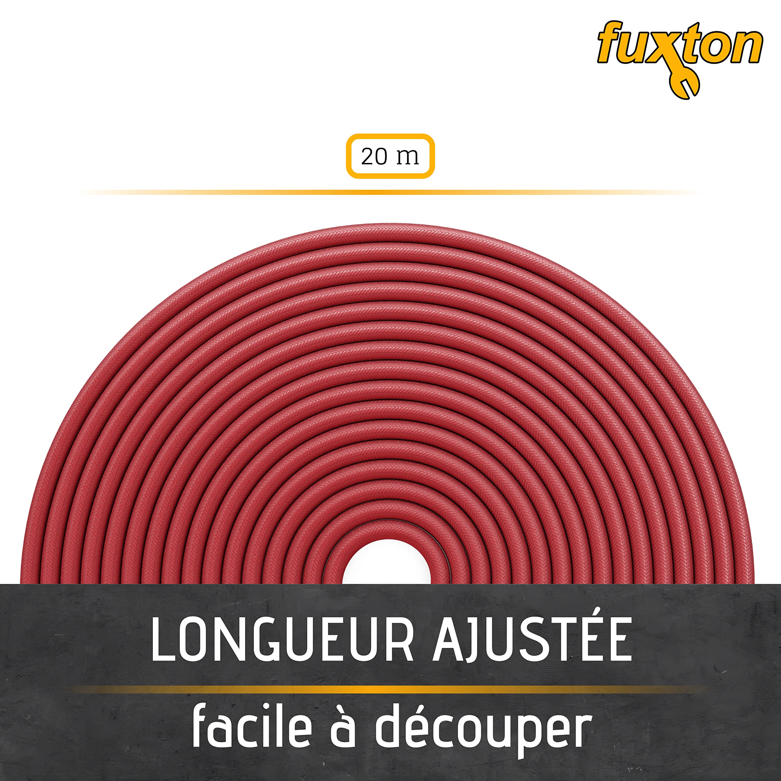 Fuxton Corde élastique 8 Mm X 20 M – Rouge – Sandow Résistant UV Pour Bâche, Remorque, Camping