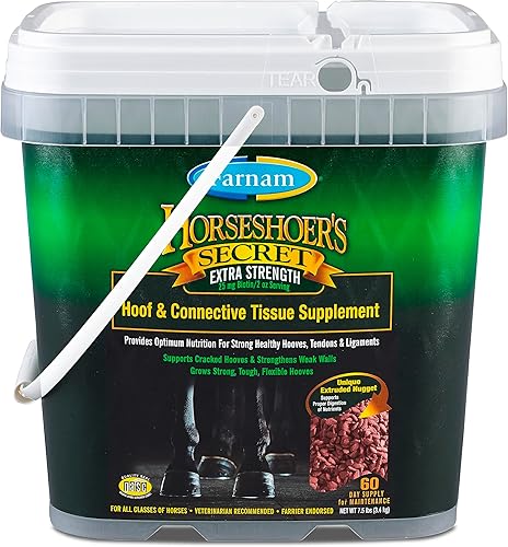 Farnam Horseshoer's Secret - Suplementos extra fuertes para pezuñas y suplemento de tejido conectivo, promueve pezuñas fuertes y saludables, tendón