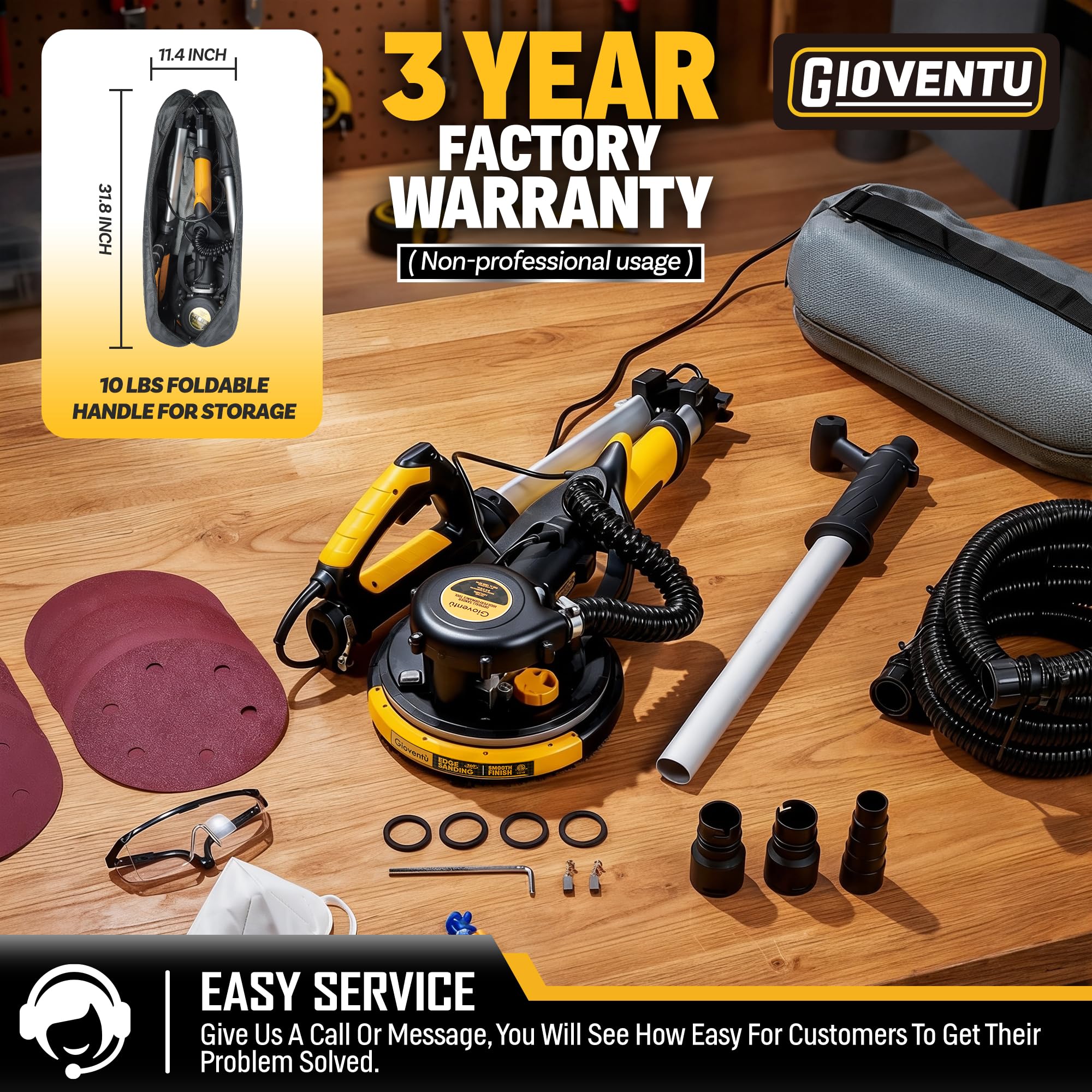 Electric Drywall Sander with Vacuum - 780W -7 Electric Drywall Sander with Vacuum - 780W -7
