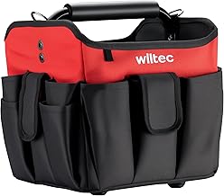 Wiltec Folding Tool Bag 25 x 23 x 28 cm up to 25 kg, Tool Bag 23 Compartments, Work Bag with Shoulder Strap, Water Resistant Tool Bag