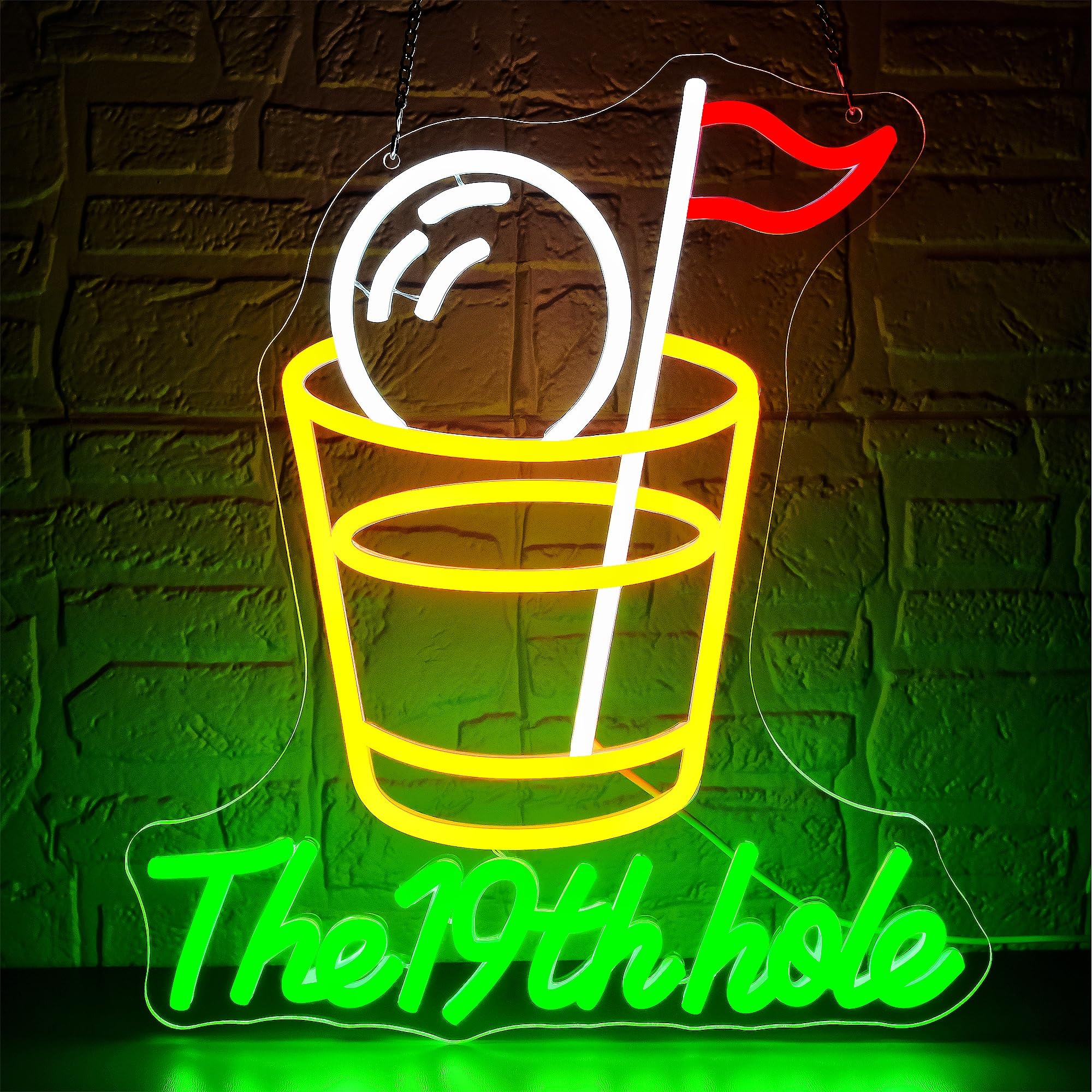 Photo 1 of 19th Hole Neon Sign for Wall Decor Golf Neon Light for Man Cave Dimmable LED USB Power Golf Light Sign for Course Gym Club Bedroom Park Party Club Decor Birthday Gifts Art Size13.1 * 12.9In(WZCP204)