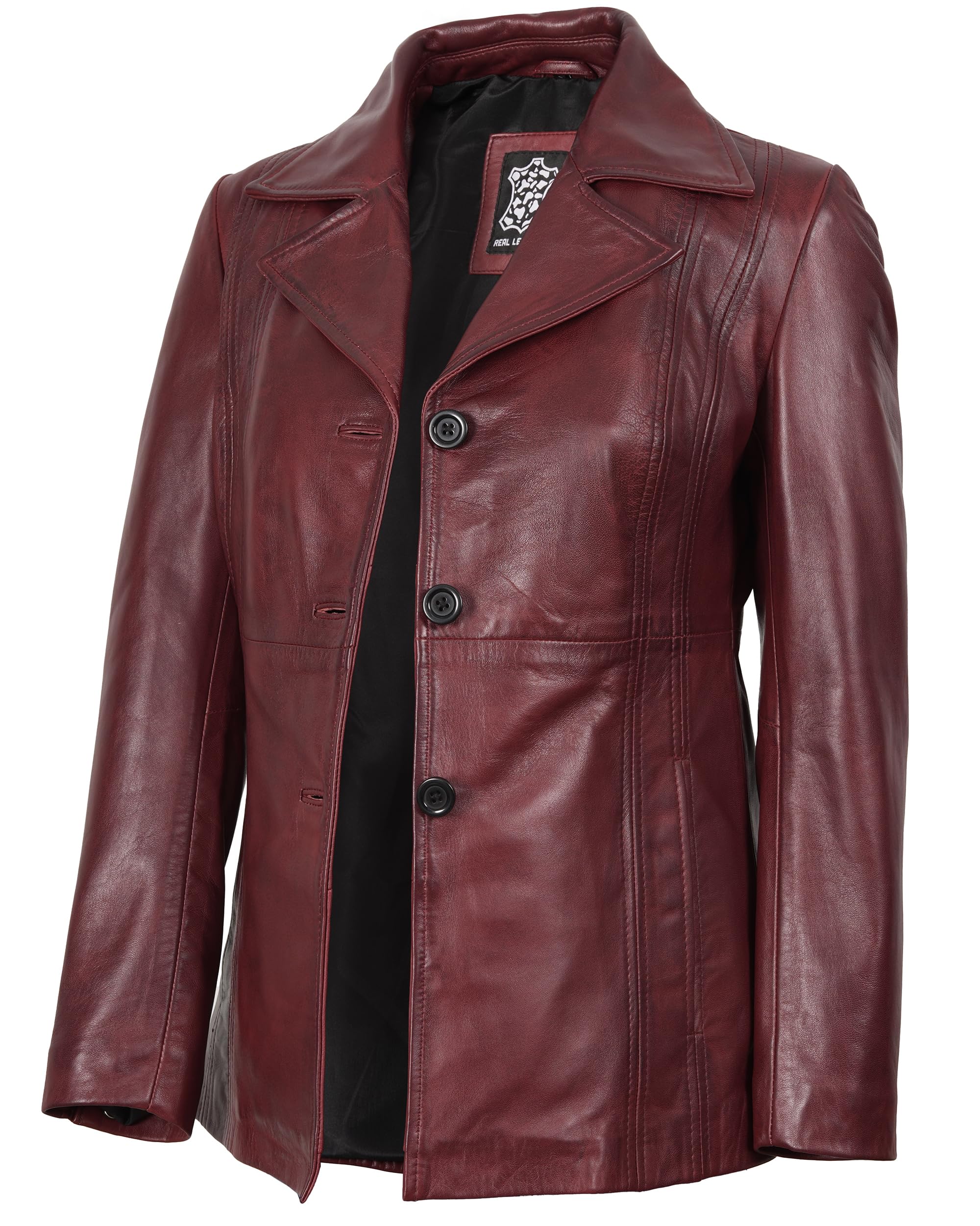 Decrum Leather Blazers for Women - Stylish Blazer Style Casual Real Lambskin Leather Jacket Women
