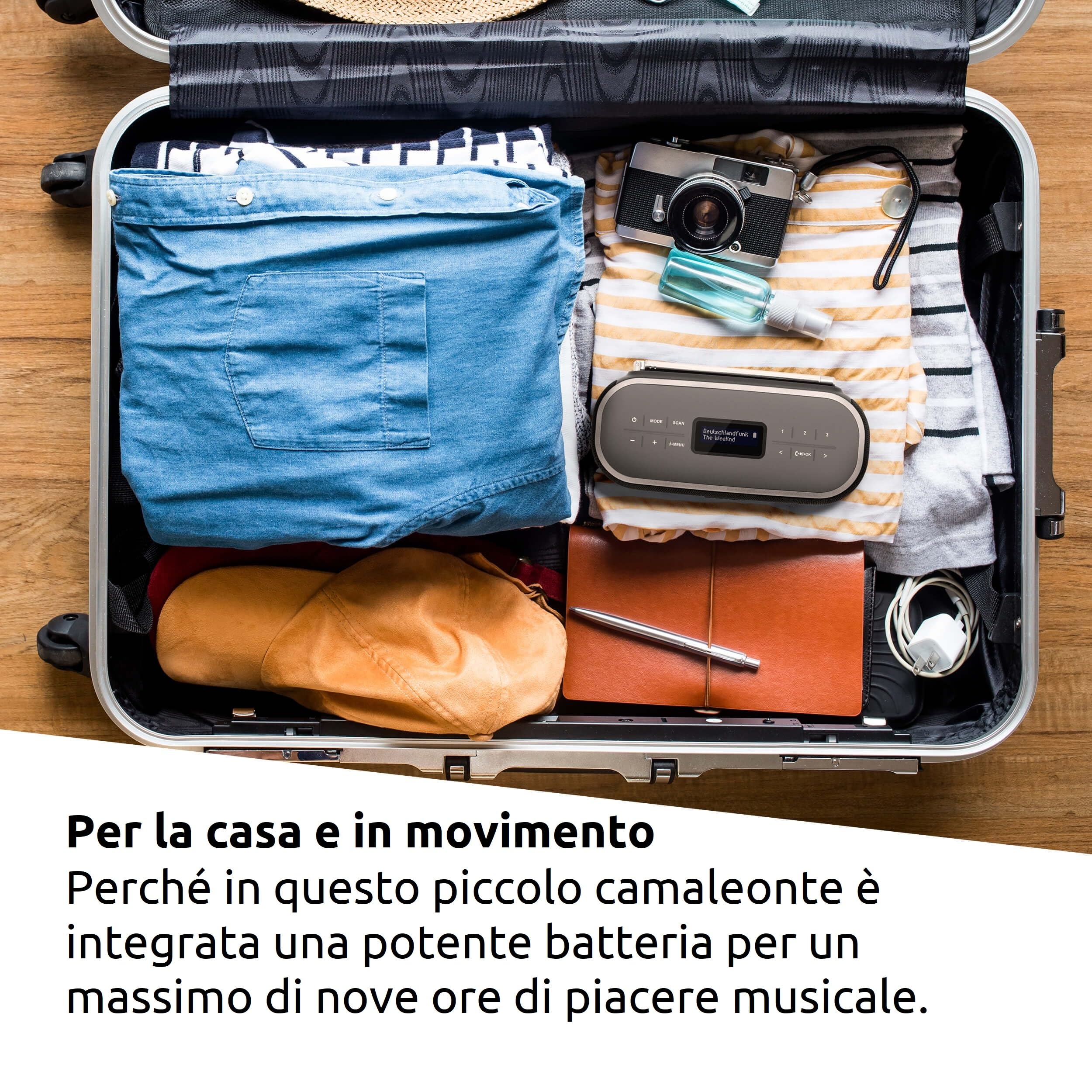 TechniSat VIOLA BT 1 Altoparlante Bluetooth portatile DAB+ FM radio sveglia LCD vivavoce AUX-in 6W