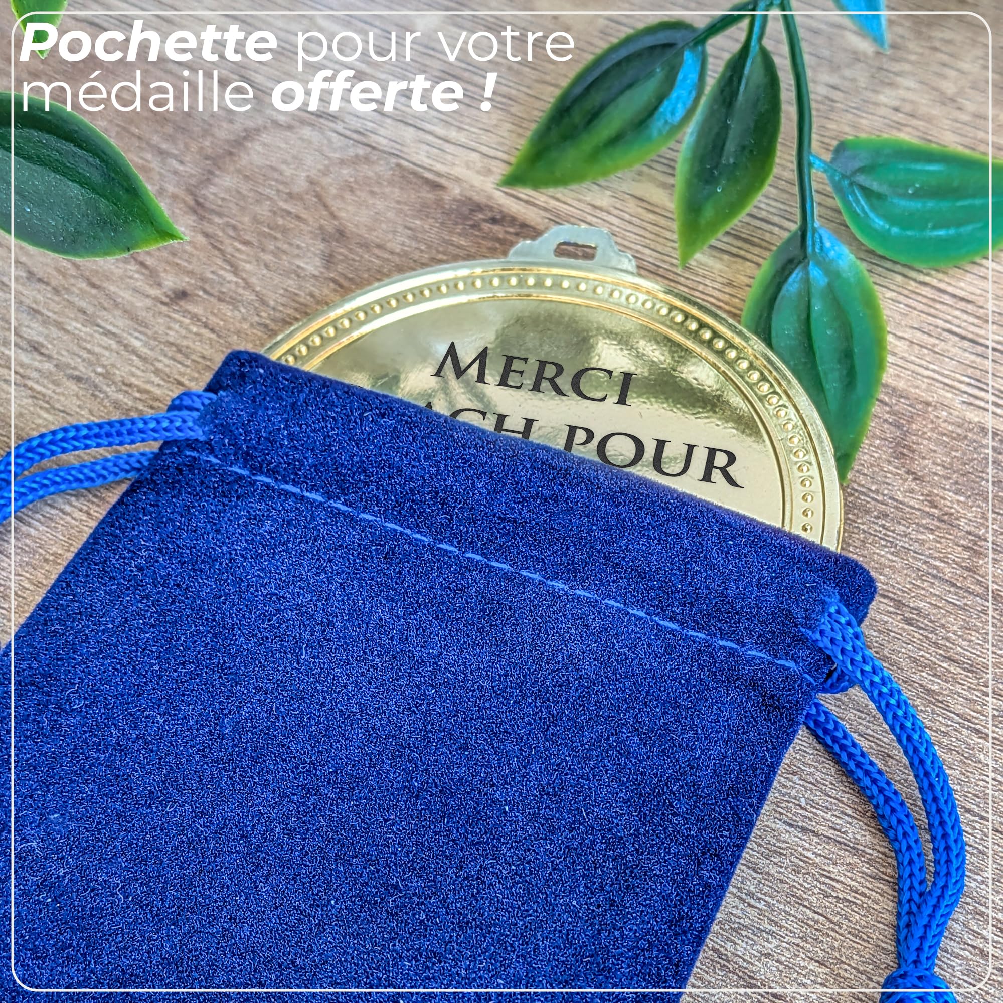 KDO MAGIC Médaille personnalisée - Médaille d'or gravée - Ruban France - 7 cm - Récompense pour Sport, Concours, évènements - Idée Cadeau - Enfant & Adulte - Foot, Basket, Tennis