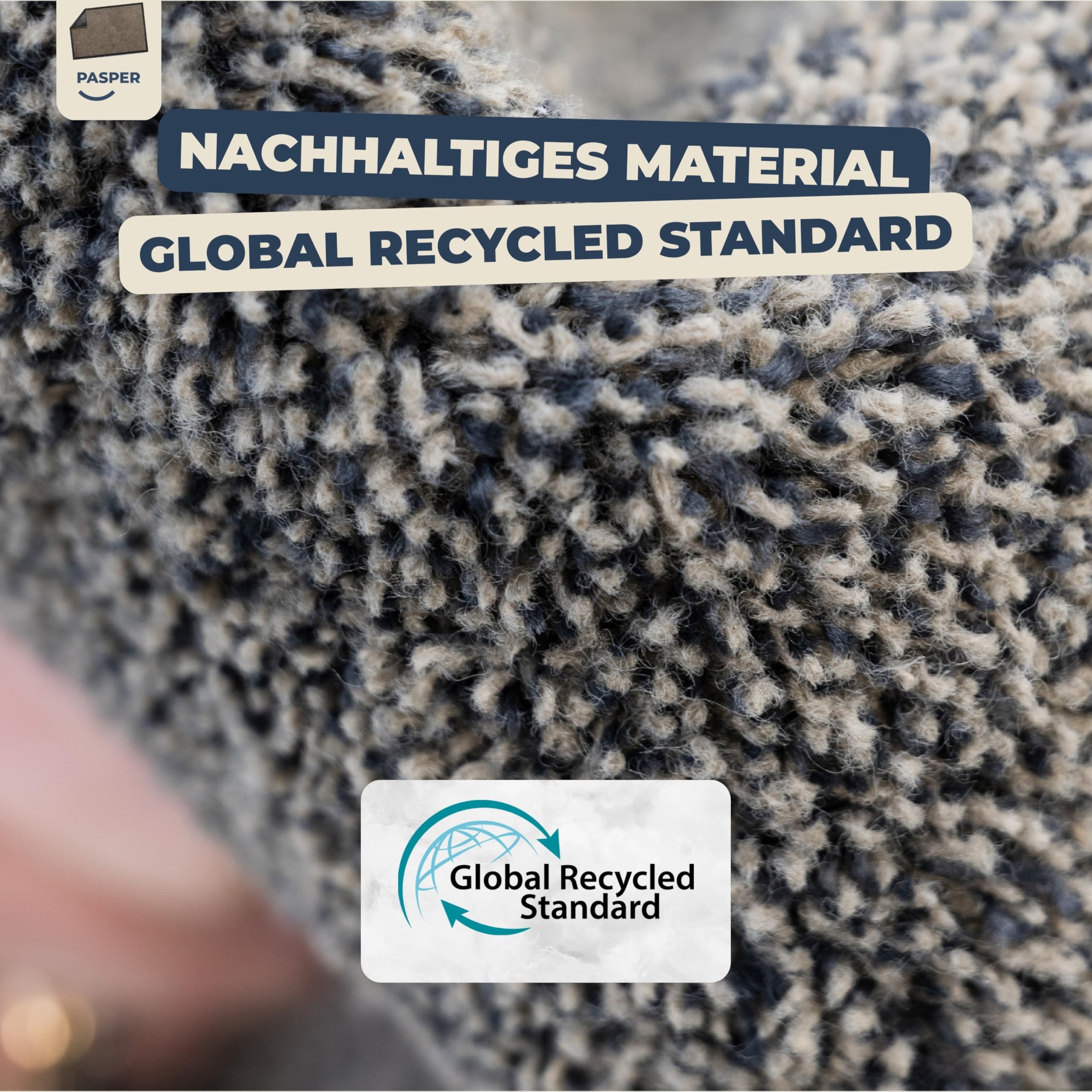 Pasper Schmutzfangmatte Fußmatte innen – 90×150 cm Beige – waschbar, rutschfest, saugfähig – aus recycelten Materialien – hergestellt in Belgien