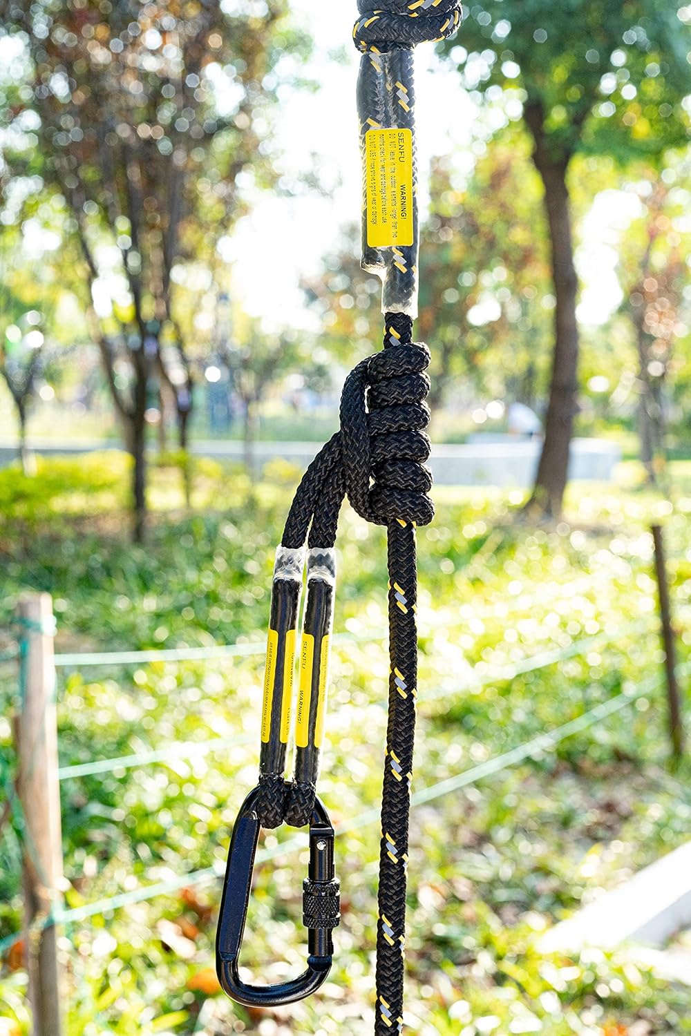 Hunting Reflective Safety Linemans Rope 30ft with Prusik Knot and Single Carabiner for Hunter Climbing Tree Stand Hanging Ladder Stand or Bow Lifeline,Fall Protection When Hunting on Stands