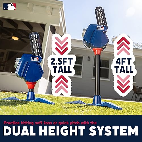 Miniatura 6 de Franklin Sports Máquina de lanzamiento de béisbol máquina de práctica de golpe y campo de béisbol ajustable para niños con 6 pelotas de béisbol