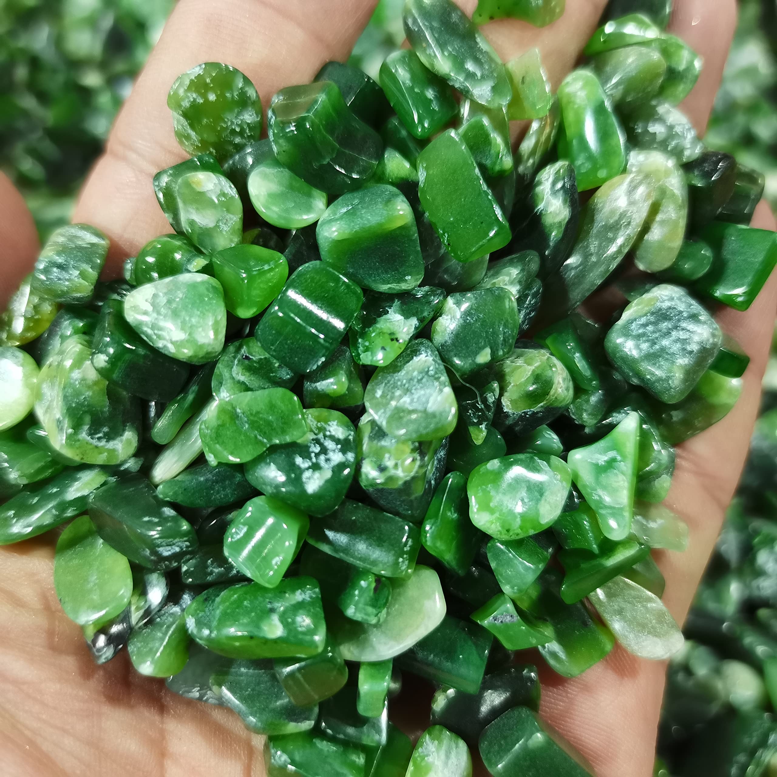 Crystal 8-10mm Green Jasper Grava Cristales Colección Stones Brujería Peceras y acuarios Decoración Se Puede Usar for (500g)