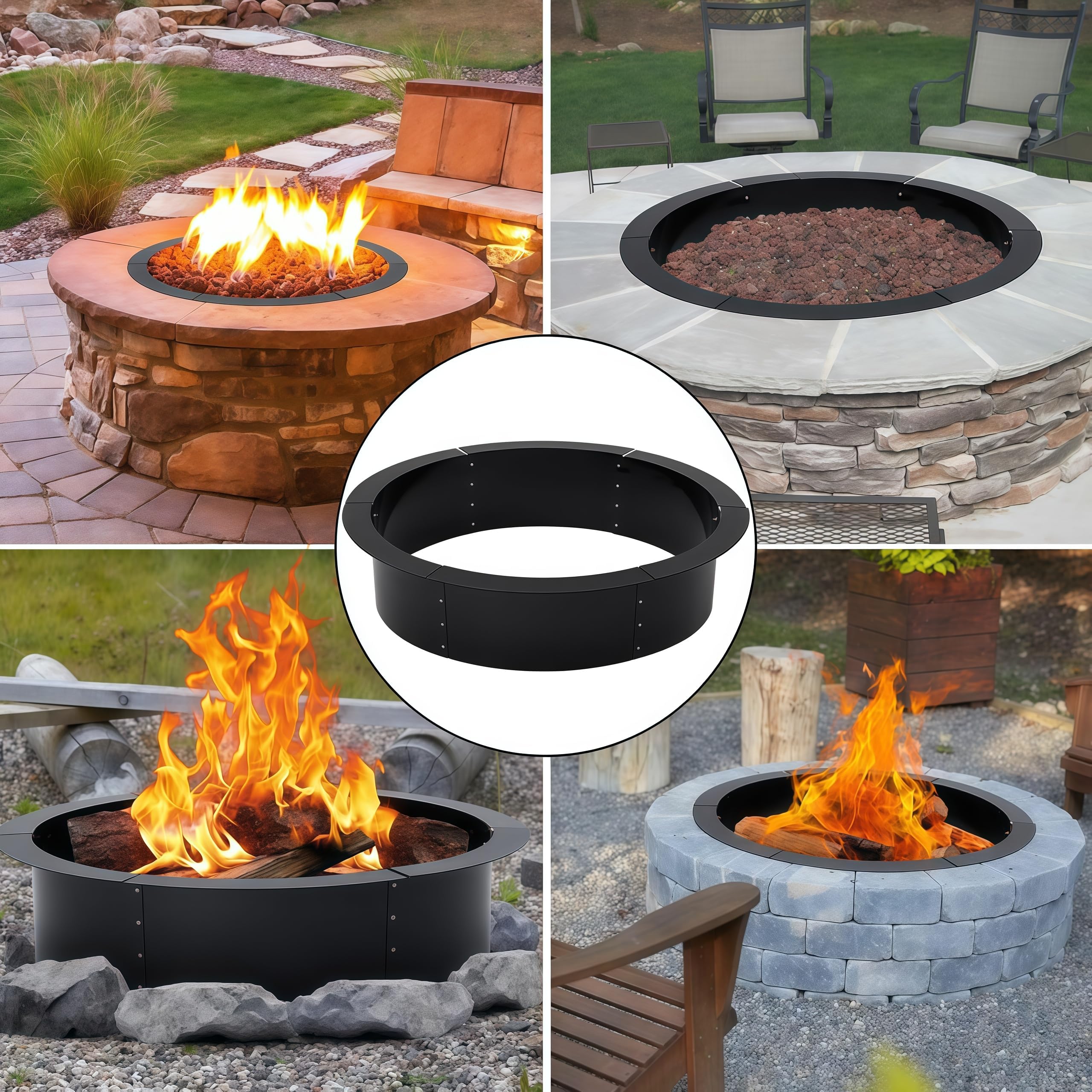 Aptliton Feuerstellen-Ring-Liner 162 cm Außendurchmesser / 152cm Innendurchmesser | Robuster Stahl Feuerstellenring Für DIY Feuerstelle | Feuerschale Rauchfrei Für Garten, Terrasse Und Camping