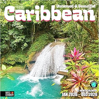 RED EMBER Untamed & Beautiful Caribbean 2026 Wall Calendar 12 Month | 12" x 24" Open | Thick & Sturdy Paper | Holiday Gift | Tropical Islands Nature Travel Beach Calendar 2026