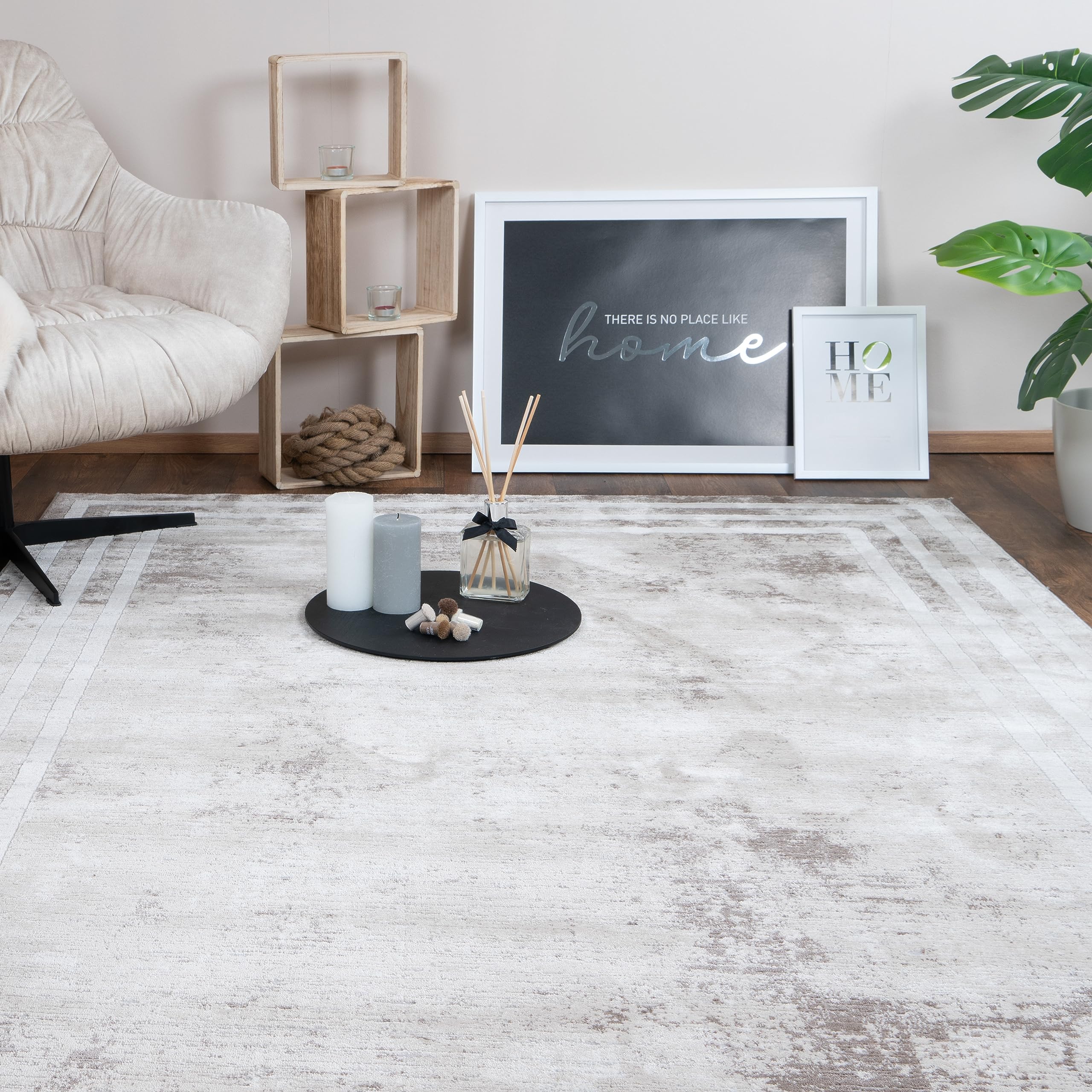 Consilio Concept Alfombra Vintage Salón Beige 160x230 cm de Natural Lana Moderna Jaspeada discreta Feng Shui de Lujo con Certificado de Lujo Fabricado en Alemania diseño de fábrica Marca Oeko Tex