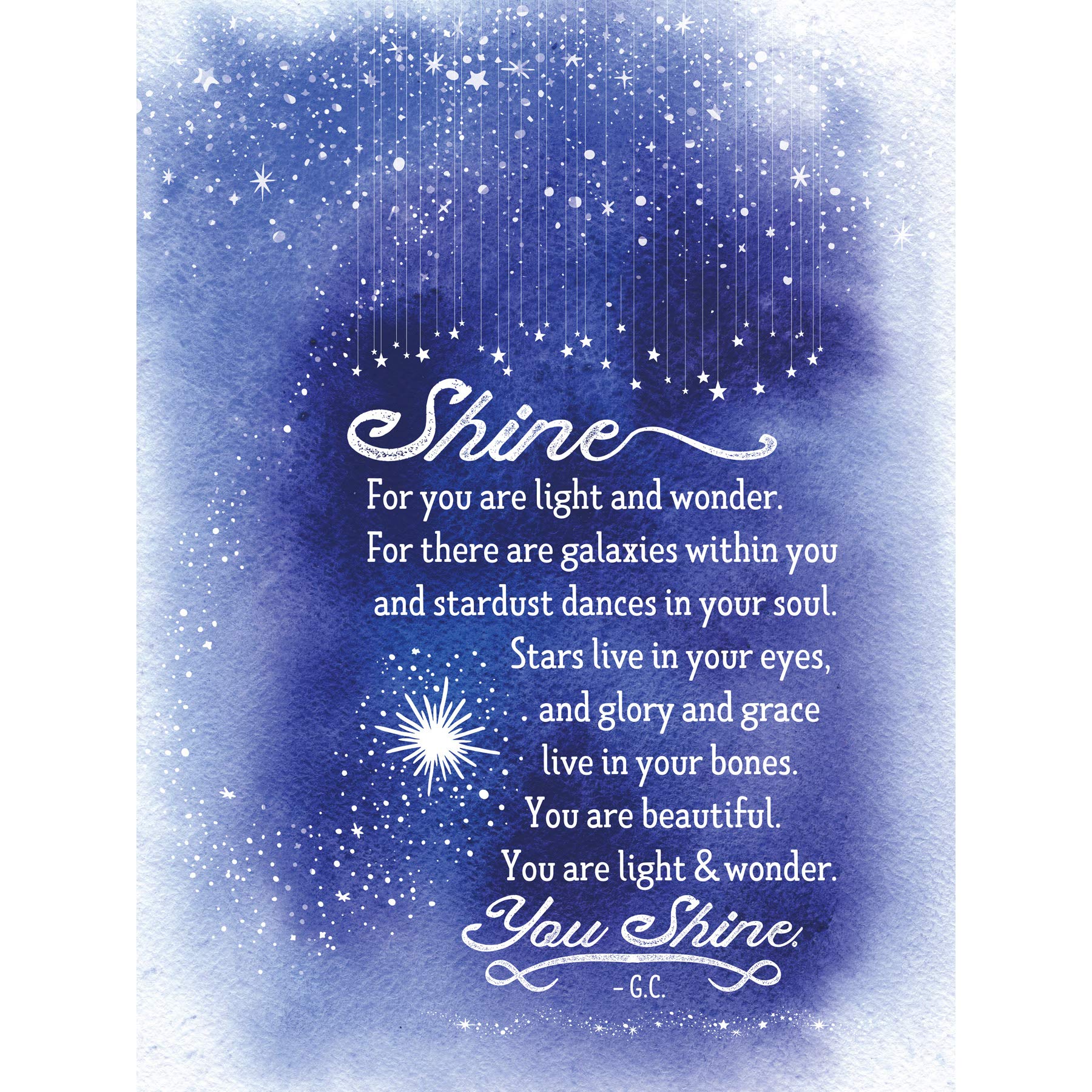 Wee Blue Coo Quote Shine Stars Large Wall Art Poster Print Thick Paper 18X24 Inch