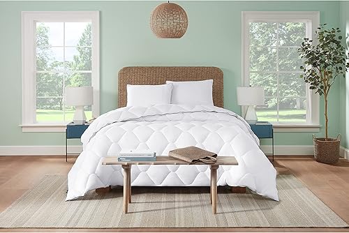 Miniatura 5 de Serta Ocean Breeze - Edredón alternativo de plumón suave con 4 bucles en las esquinas para todas las estaciones, color blanco, individualindividual