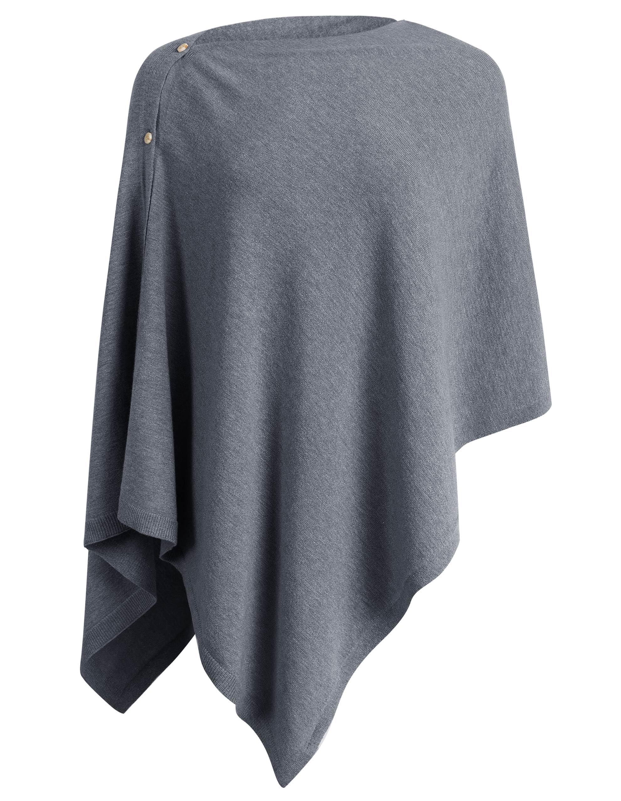 PULI Women Button Knitted Shawl Poncho Cape Cardigan Cashmere/Cashmere Feel Wrap Scarf Gift for Mother